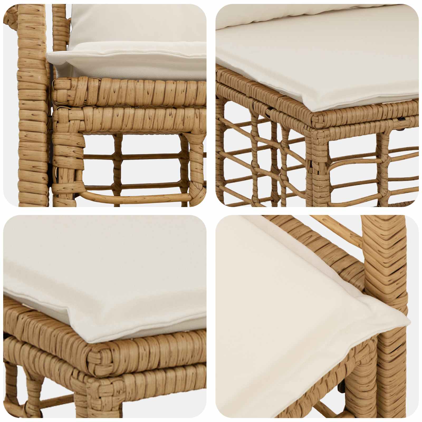 Set vanjskih sofa 4 pcs Prirodna i krema bijela Poliester