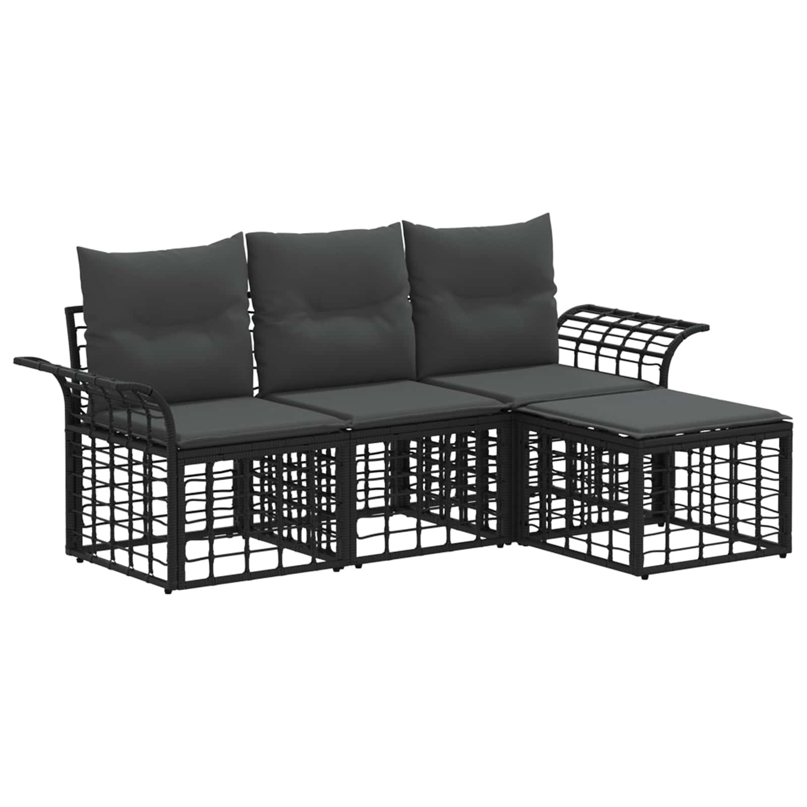 Set vanjskih sofa 4 pcs Crna i tamno siva Poliester