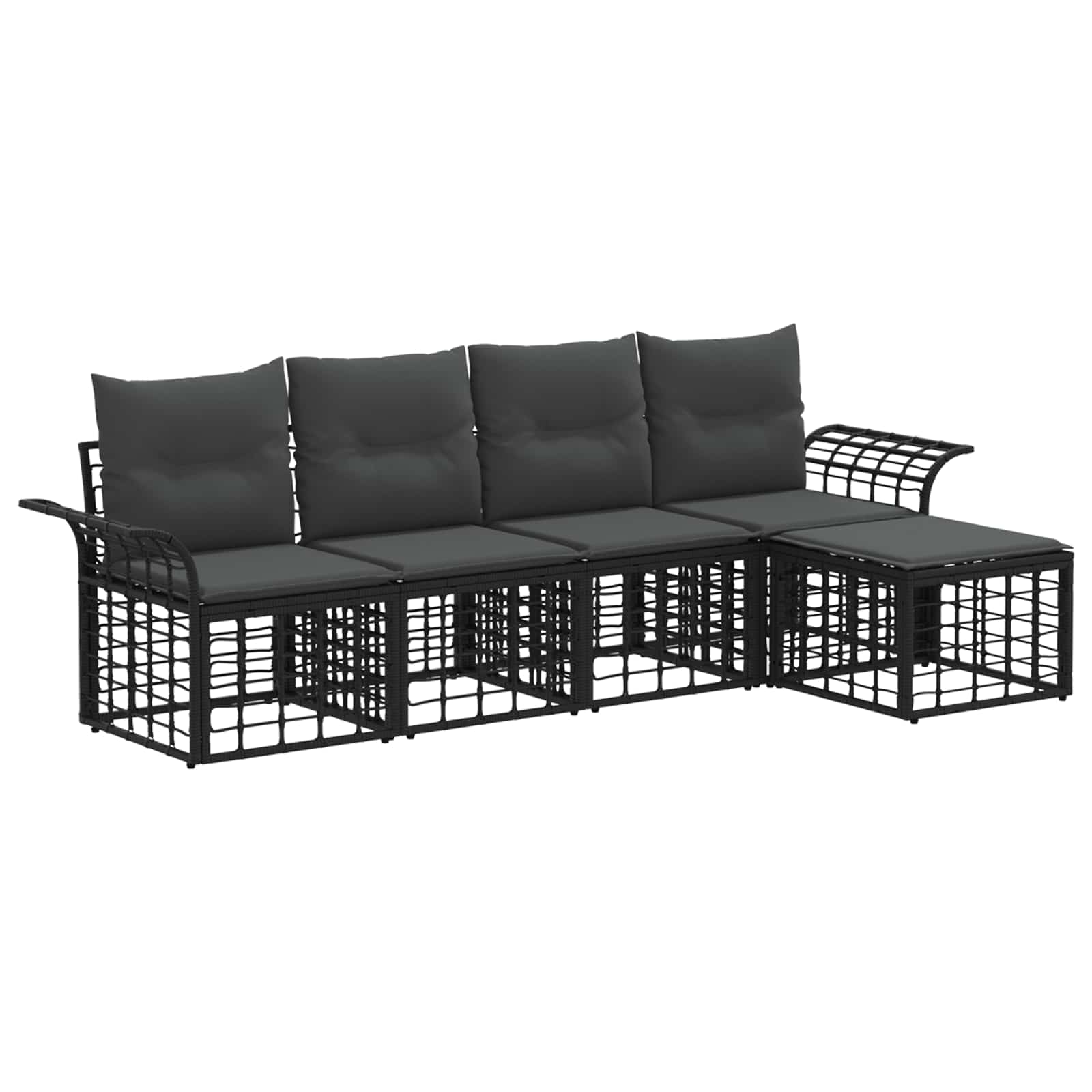 Set vanjskih sofa 5 pcs Crna i tamno siva Poliester