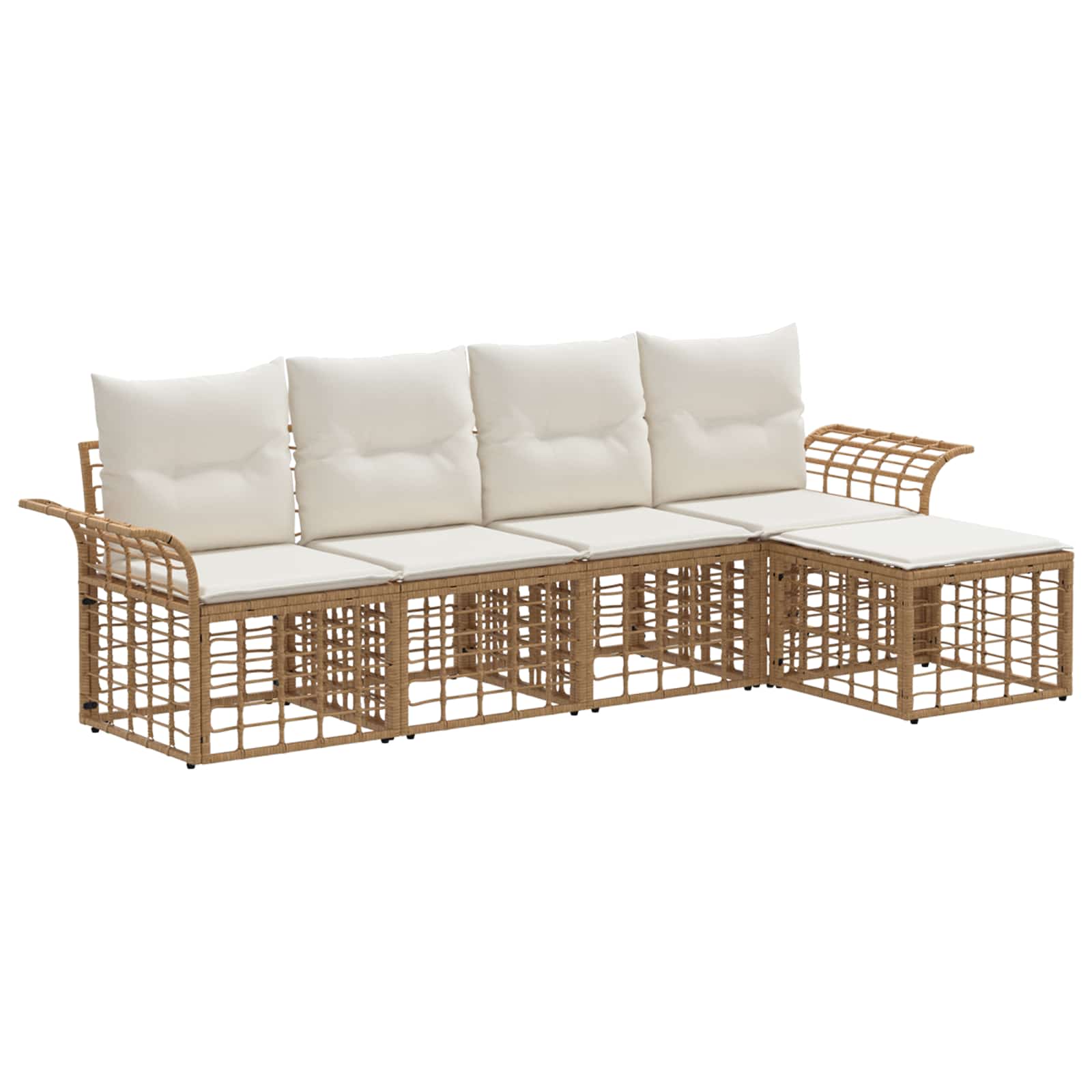 Set vanjskih sofa 5 pcs Prirodna i krema bijela Poliester
