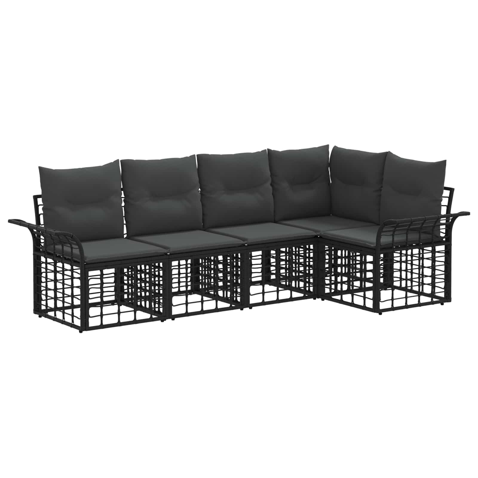 Set vanjskih sofa 5 pcs Crna i tamno siva Poliester