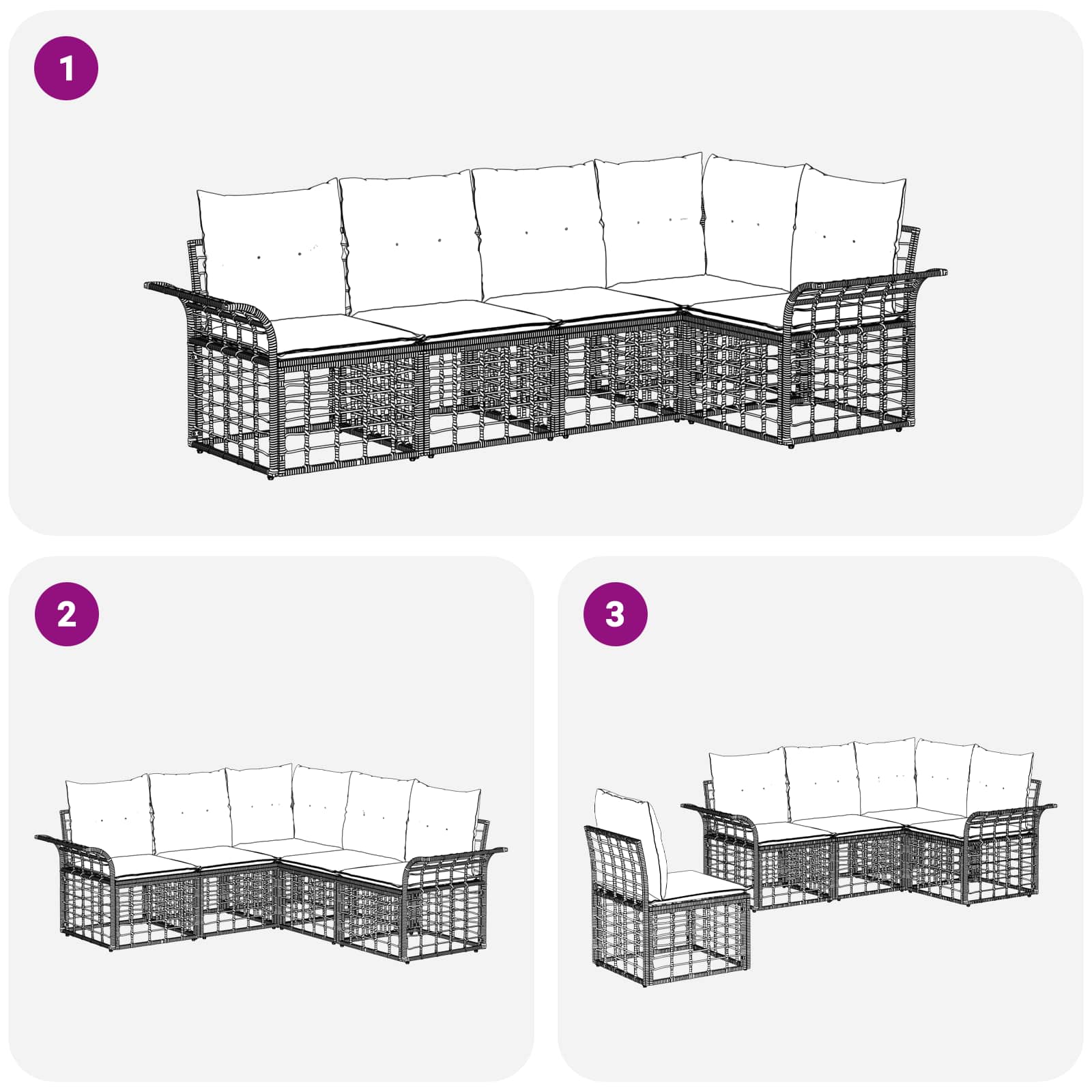 Set vanjskih sofa 5 pcs Prirodna i krema bijela Poliester