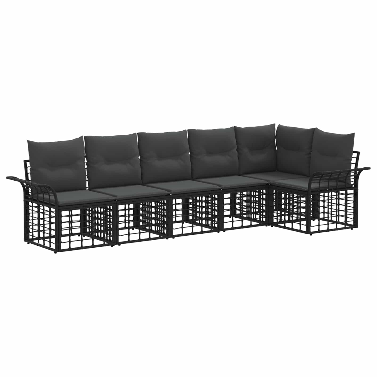 Set vanjskih sofa 6 pcs Crna i tamno siva Poliester