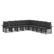 Set vanjskih sofa 9 pcs Crna i tamno siva Poliester