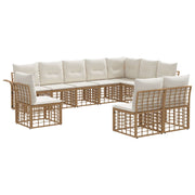 Set vanjskih sofa 10 pcs Prirodna i krema bijela Poliester