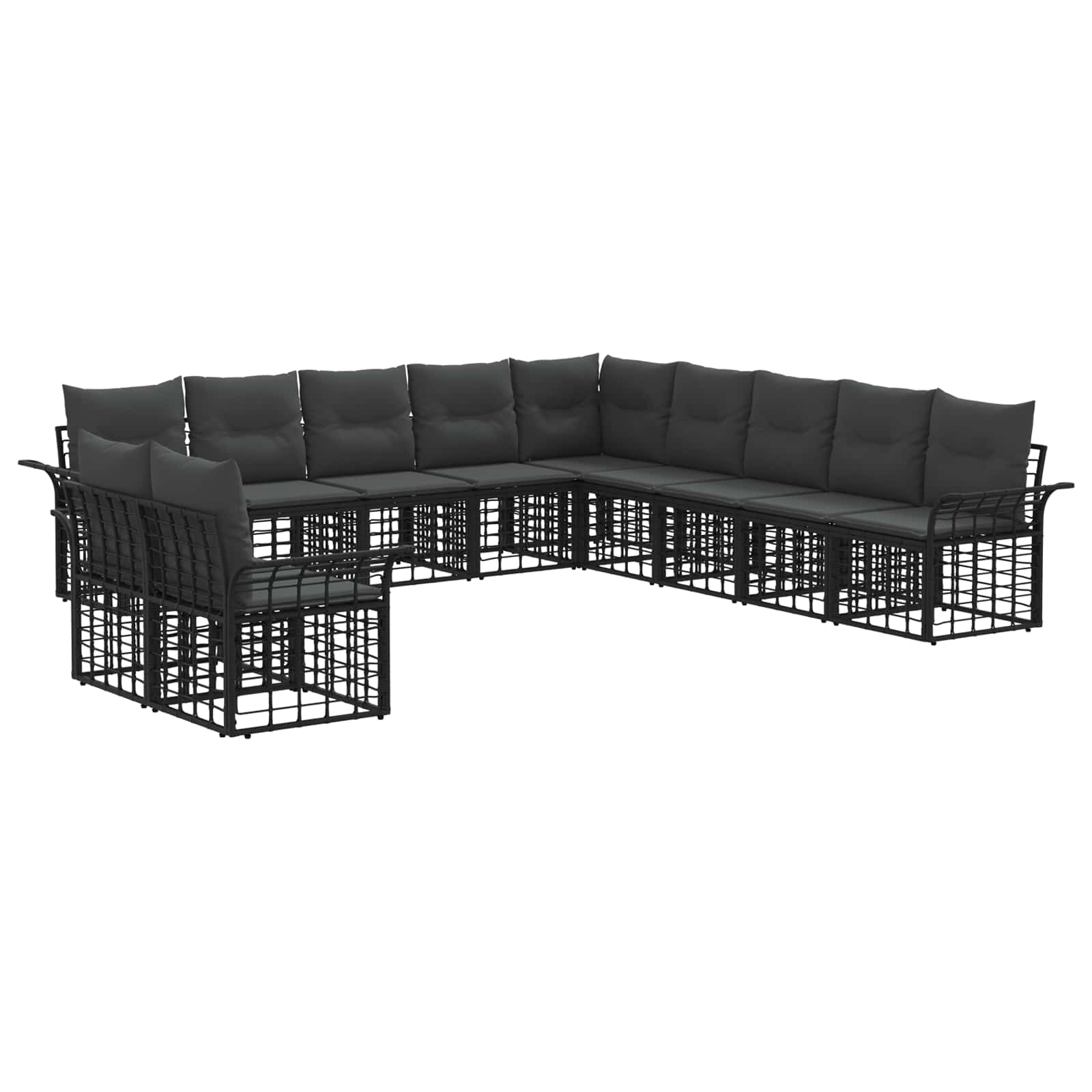 Set vanjskih sofa 11 pcs Crna i tamno siva Poliester