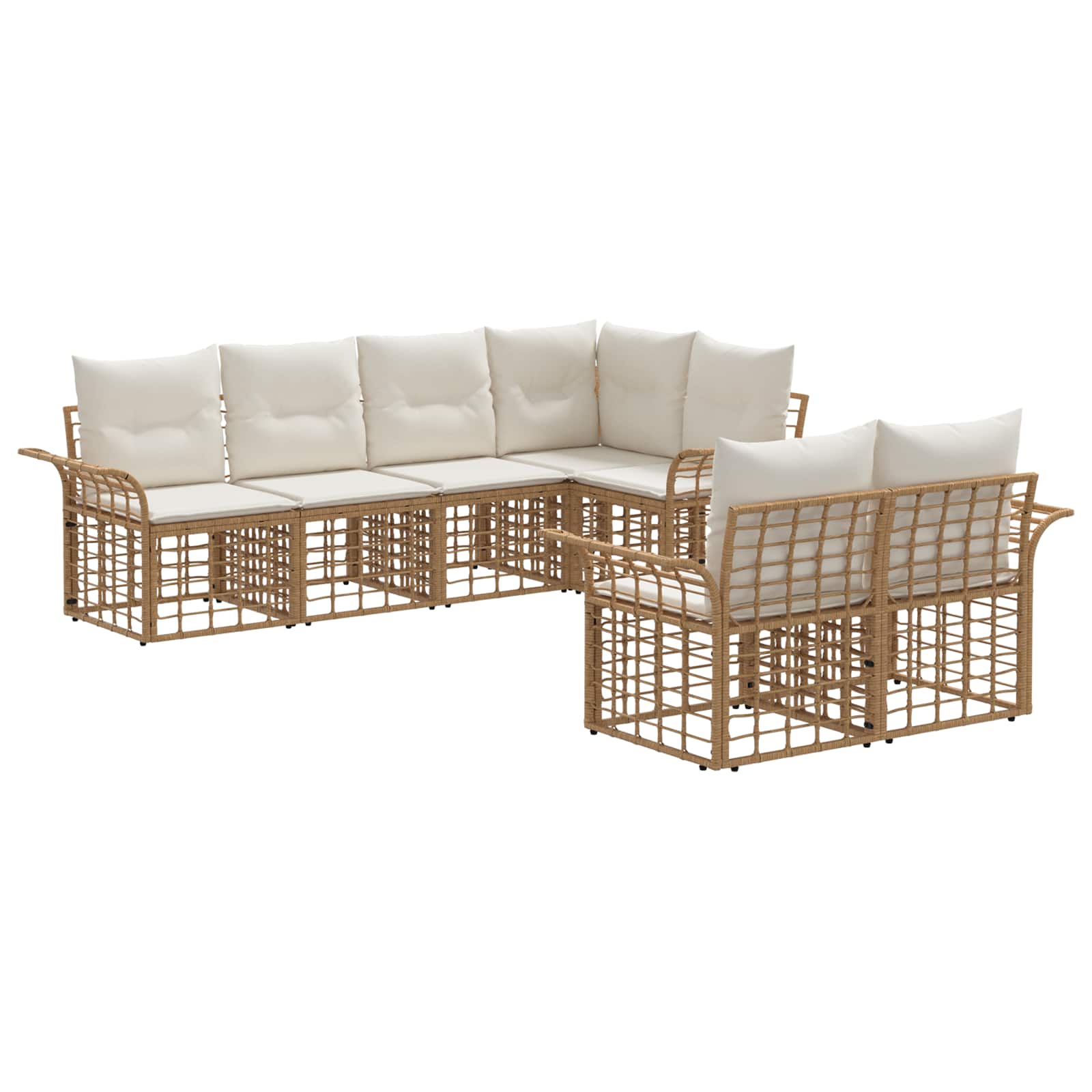 Set vanjskih sofa 7 pcs Prirodna i krema bijela Poliester