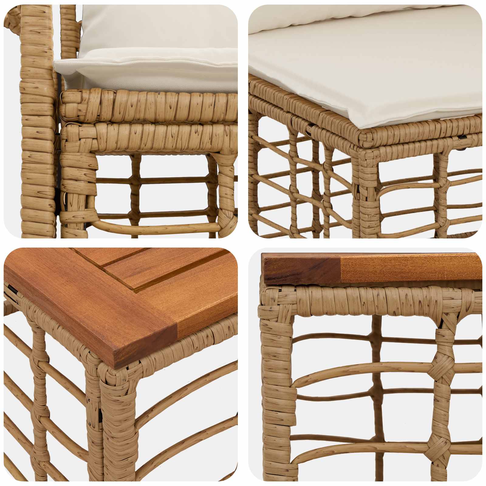 Set vanjskih sofa 9 pcs Prirodna i krema bijela poliratan
