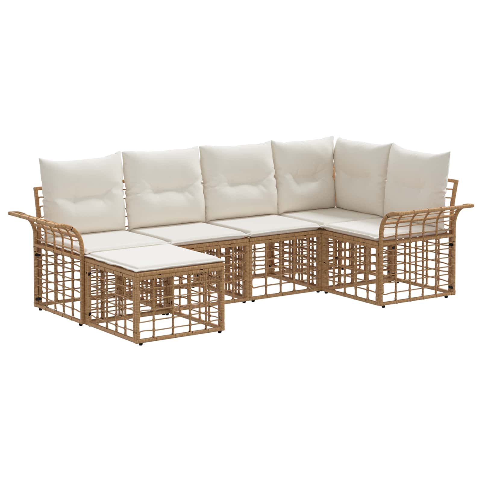 Set vanjskih sofa 6 pcs Prirodna i krema bijela Poliester