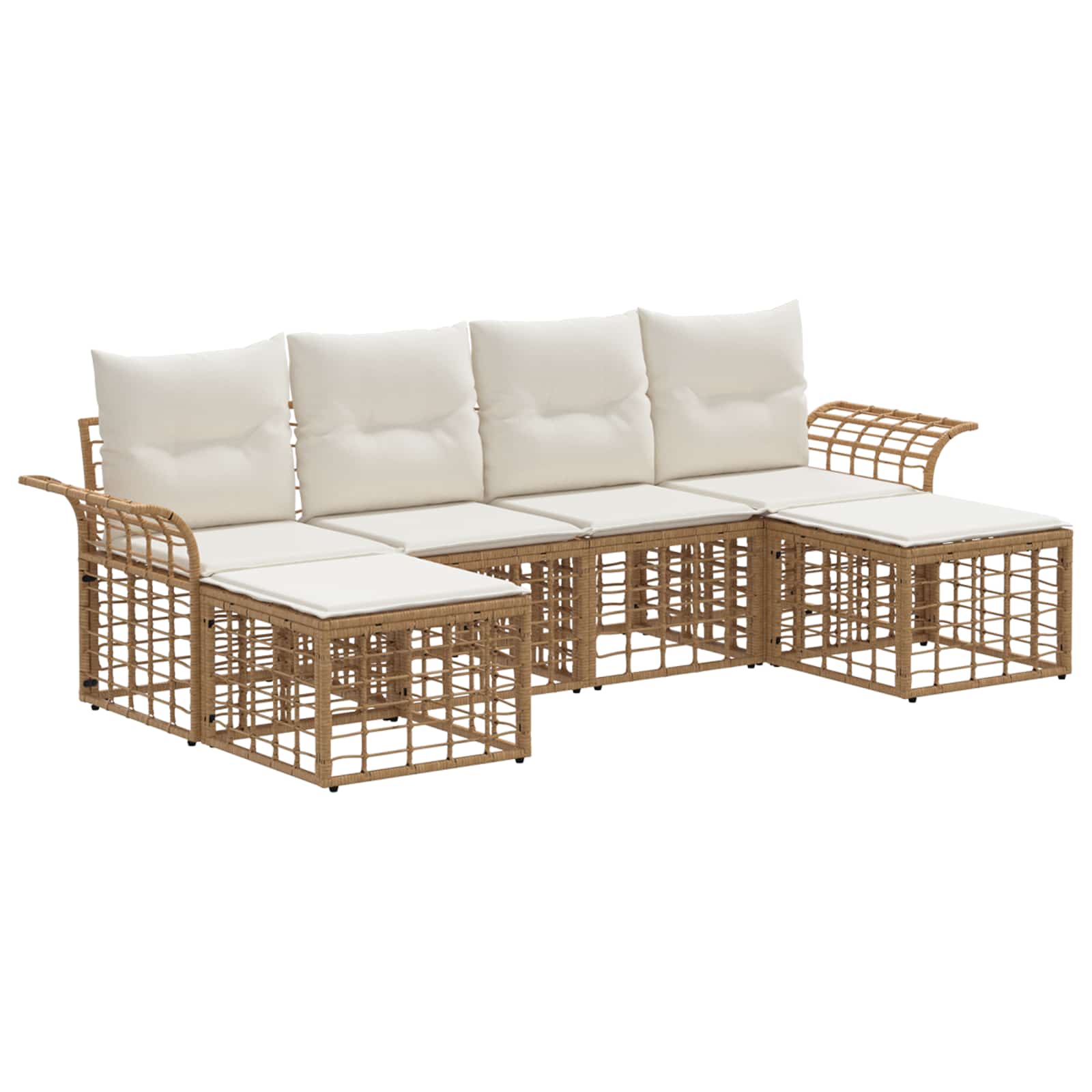 Set vanjskih sofa 6 pcs Prirodna i krema bijela Poliester