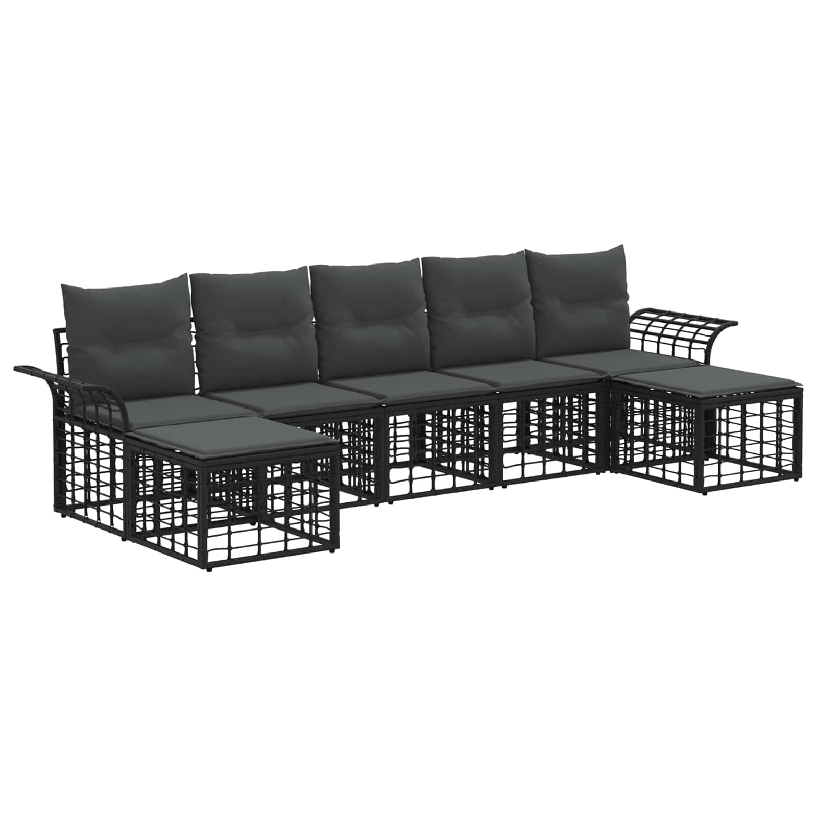 Set vanjskih sofa 7 pcs Crna i tamno siva Poliester