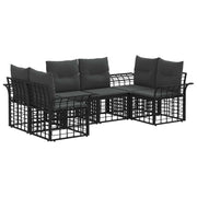 Set vanjskih sofa s jastukom 6 pcs Crna i tamno siva Poliester