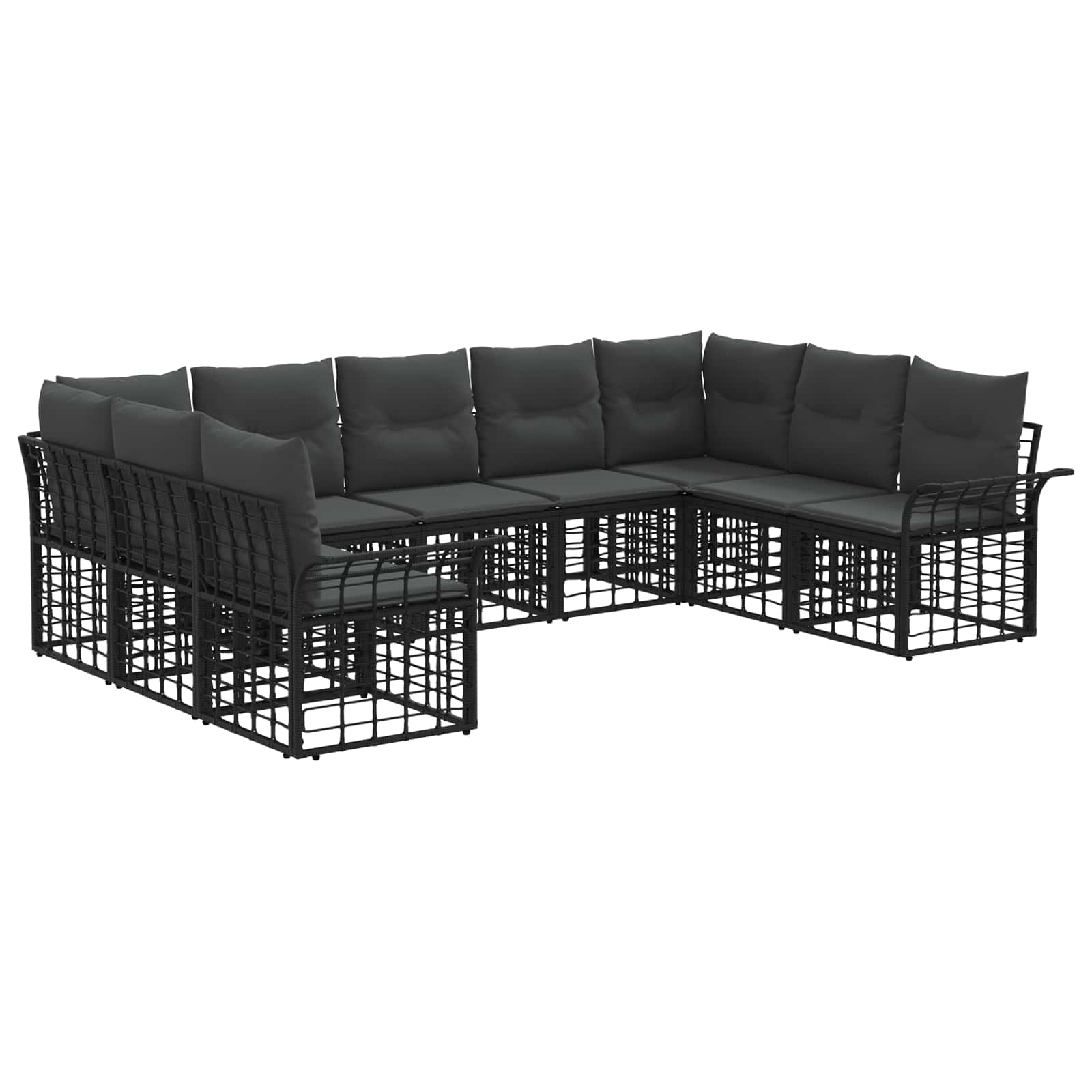 Set vanjskih sofa 9 pcs Crna i tamno siva Poliester