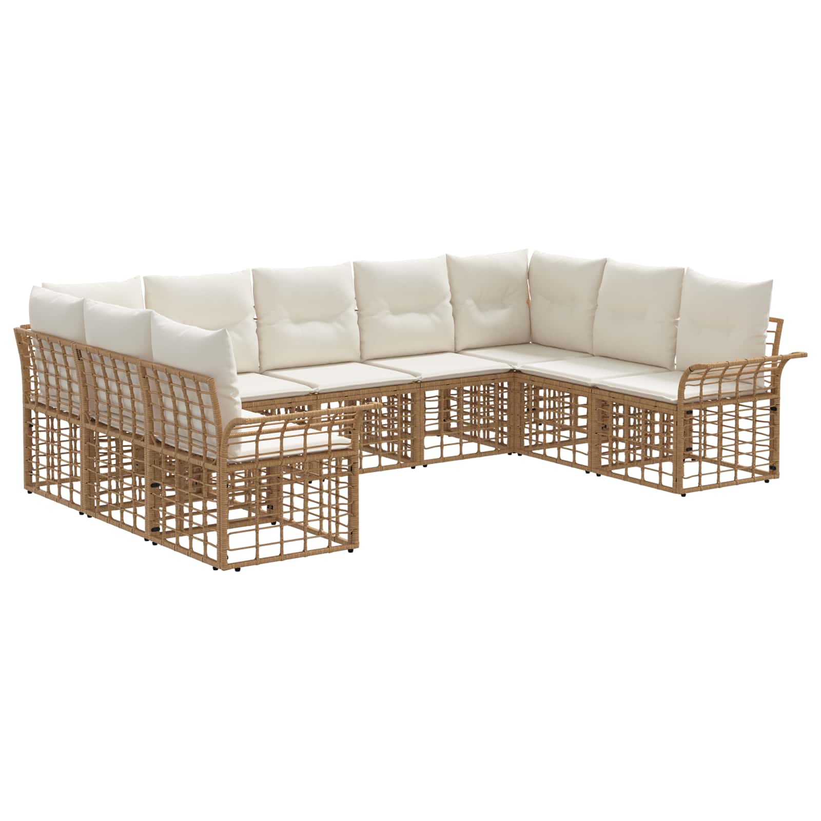 Set vanjskih sofa 9 pcs Prirodna i krema bijela Poliester