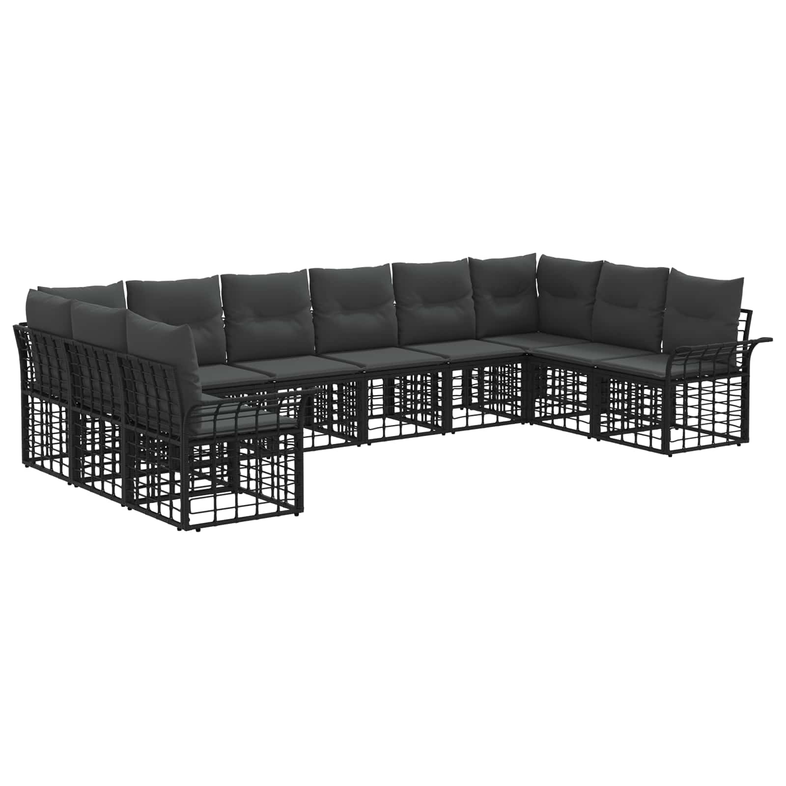 Set vanjskih sofa 10 pcs Crna i tamno siva Poliester