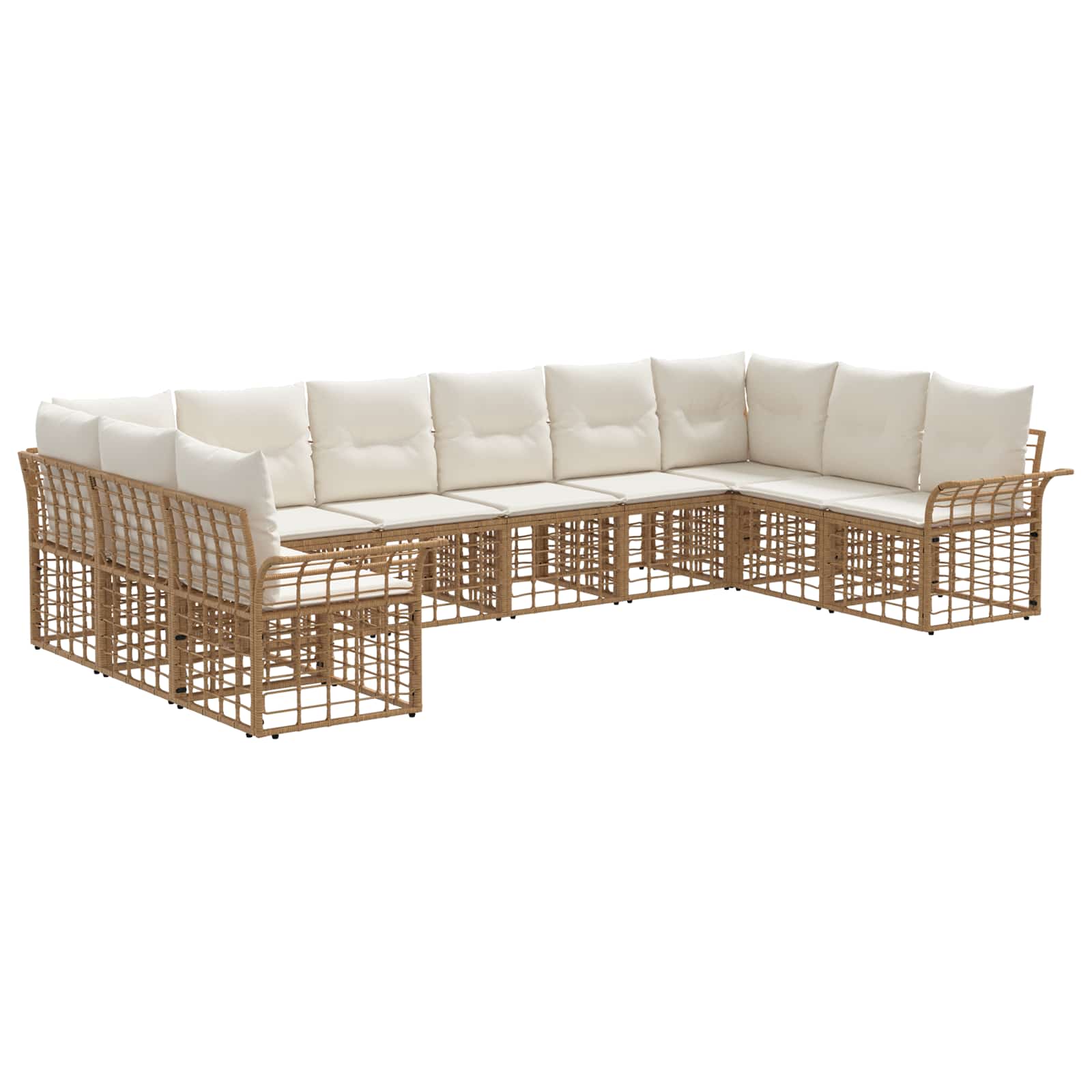 Set vanjskih sofa 10 pcs Prirodna i krema bijela Poliester