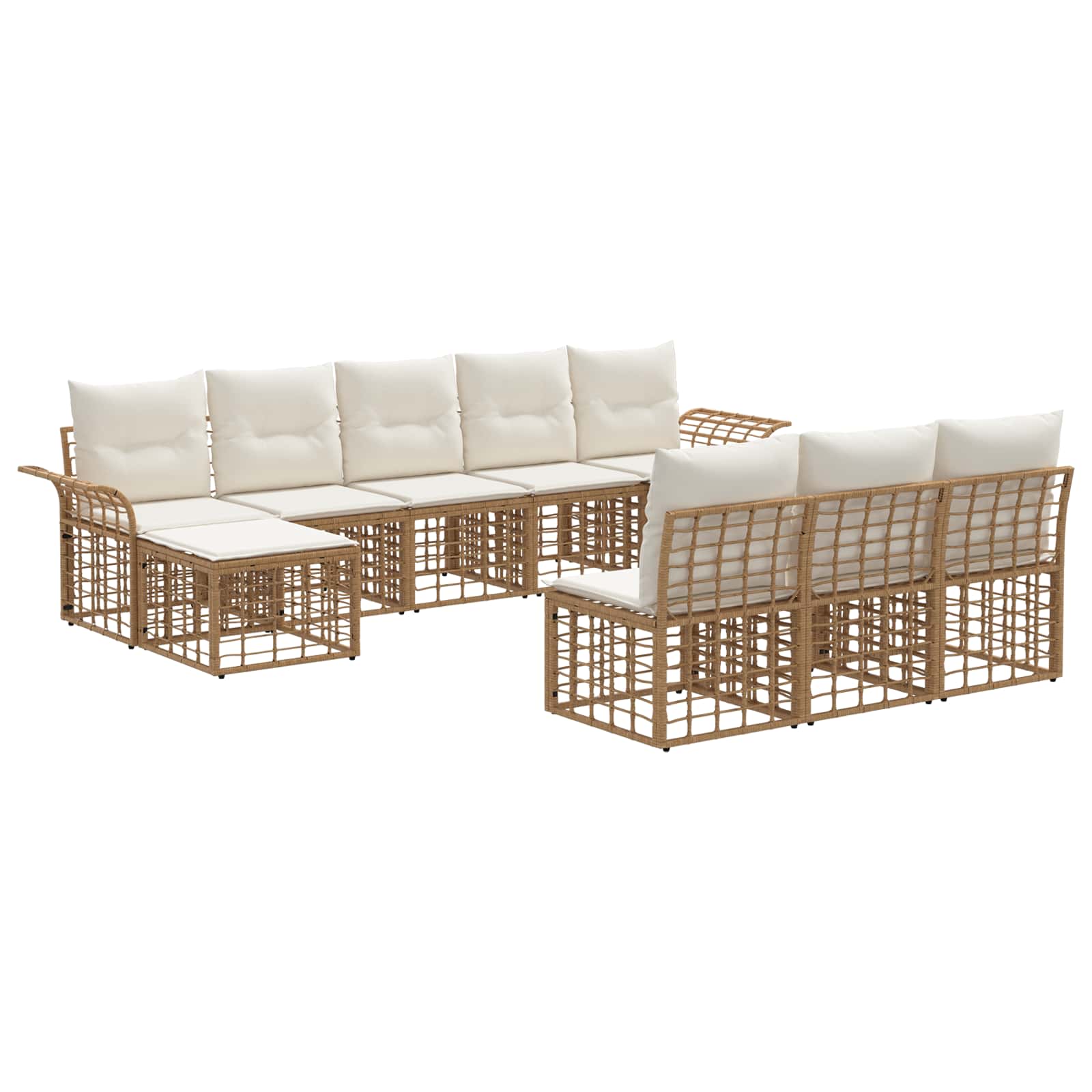 Set vanjskih sofa 9 pcs Prirodna i krema bijela Poliester