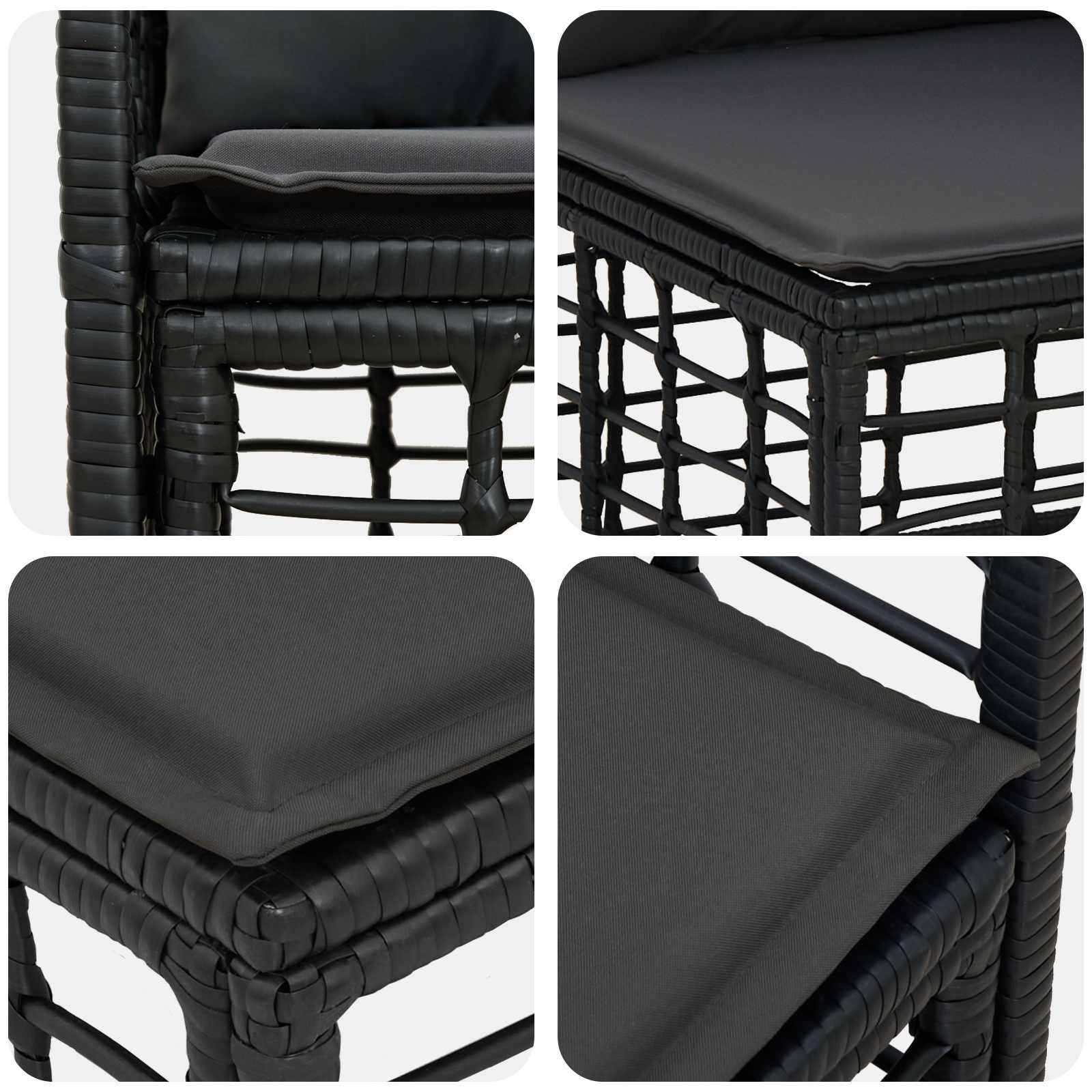 Set vanjskih sofa 9 pcs Crna i tamno siva Poliester