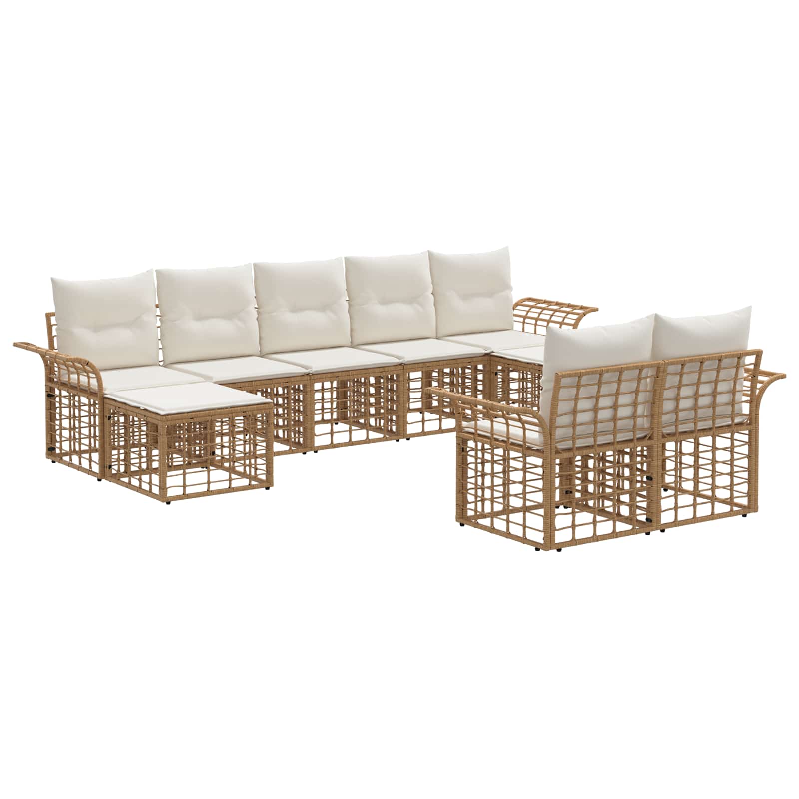 Set vanjskih sofa 9 pcs Prirodna i krema bijela Poliester