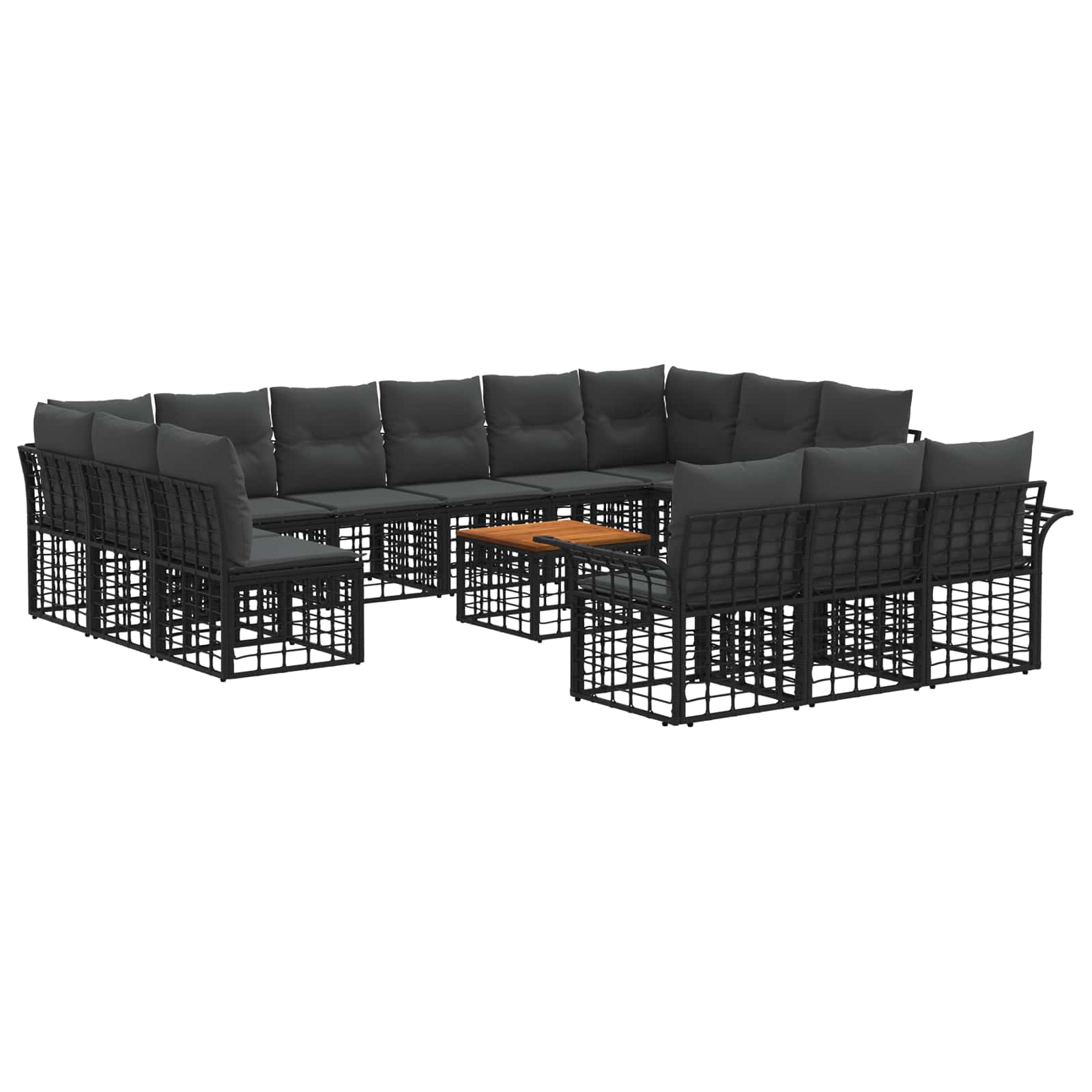 Set vanjskih sofa 14 pcs Crna i tamno siva Poliester
