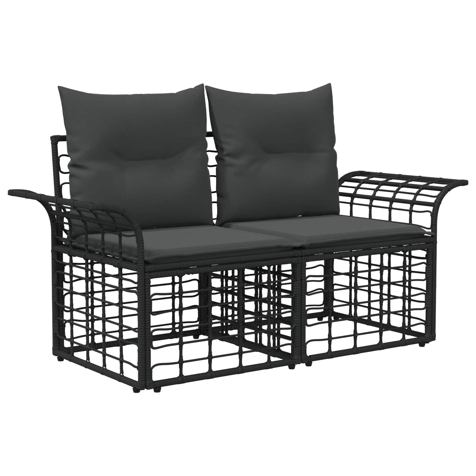 Set vanjskih sofa 14 pcs Crna i tamno siva Poliester