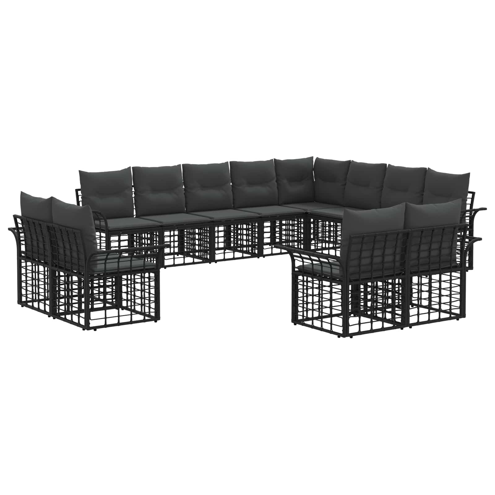 Set vanjskih sofa 12 pcs Crna i tamno siva Poliester