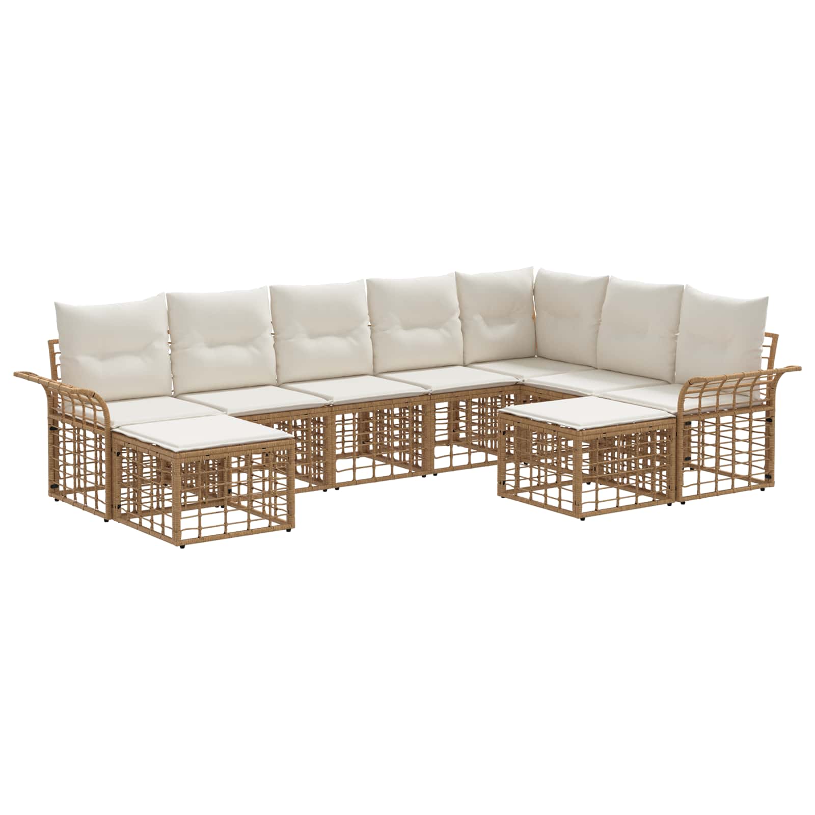 Set vanjskih sofa 9 pcs Prirodna i krema bijela Poliester