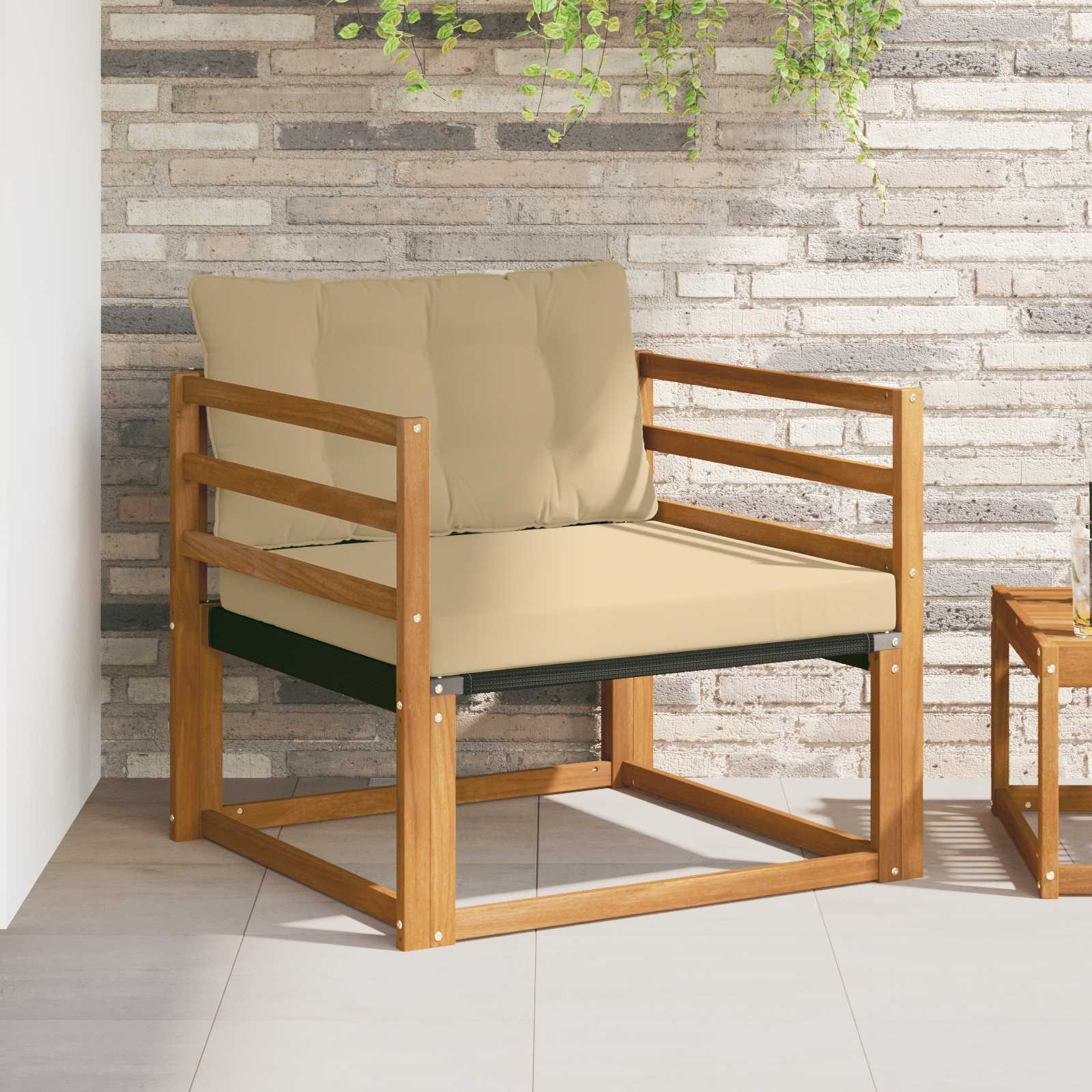 Set vanjskih sofa Čvrsto drvo akacije i Textilene Prirodna