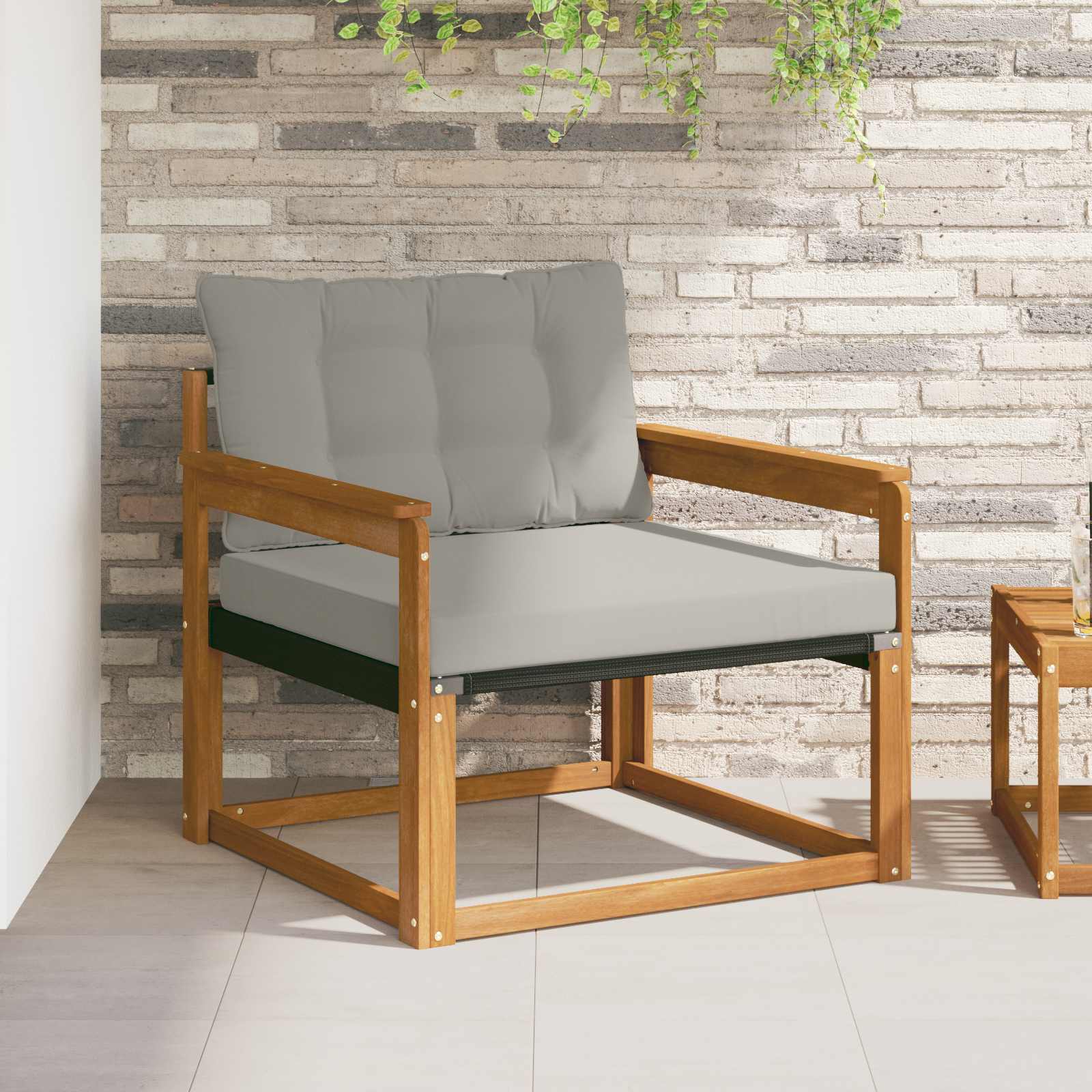 Set vanjskih sofa Čvrsto drvo akacije i Textilene Prirodna