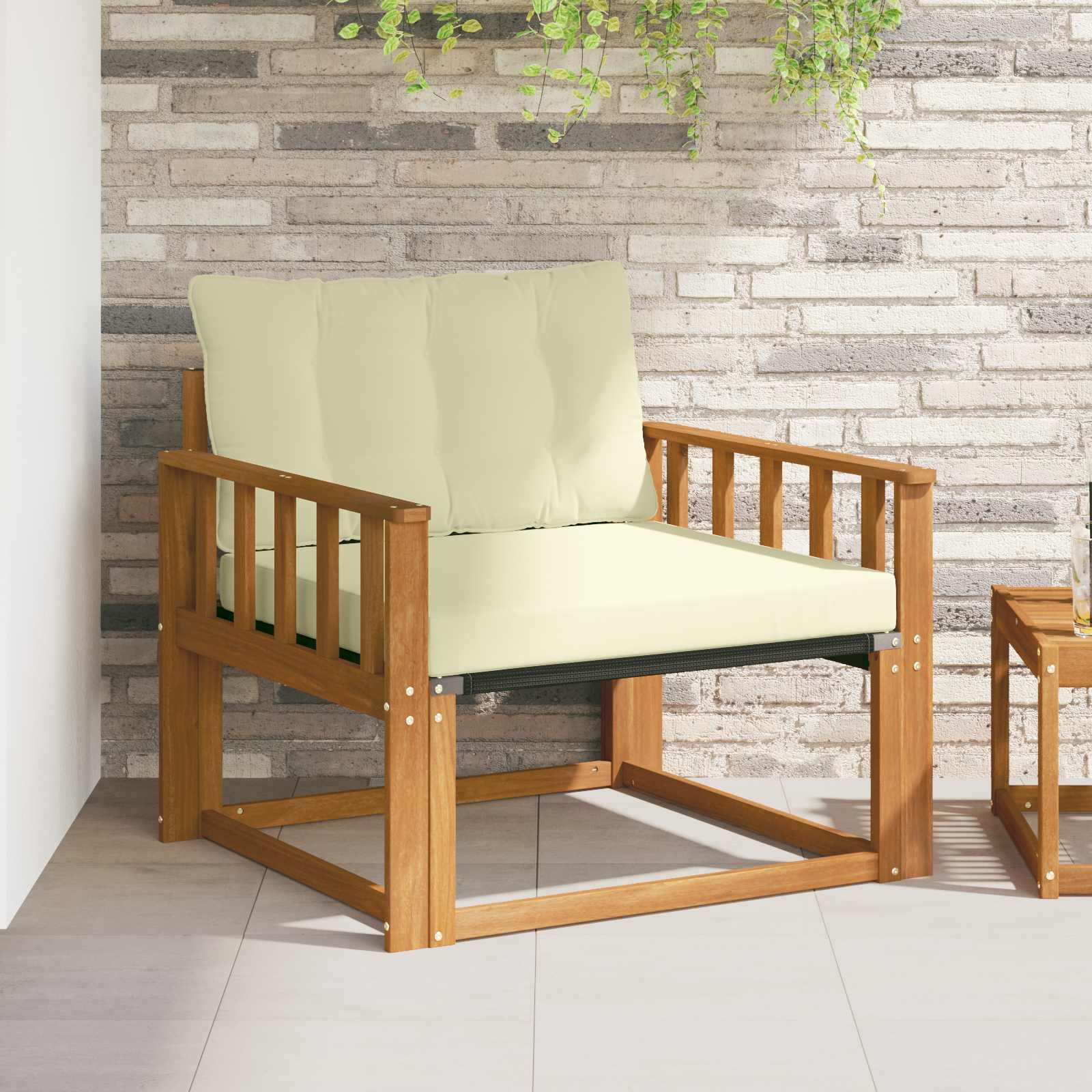 Set vanjskih sofa Čvrsto drvo akacije i Textilene Prirodna
