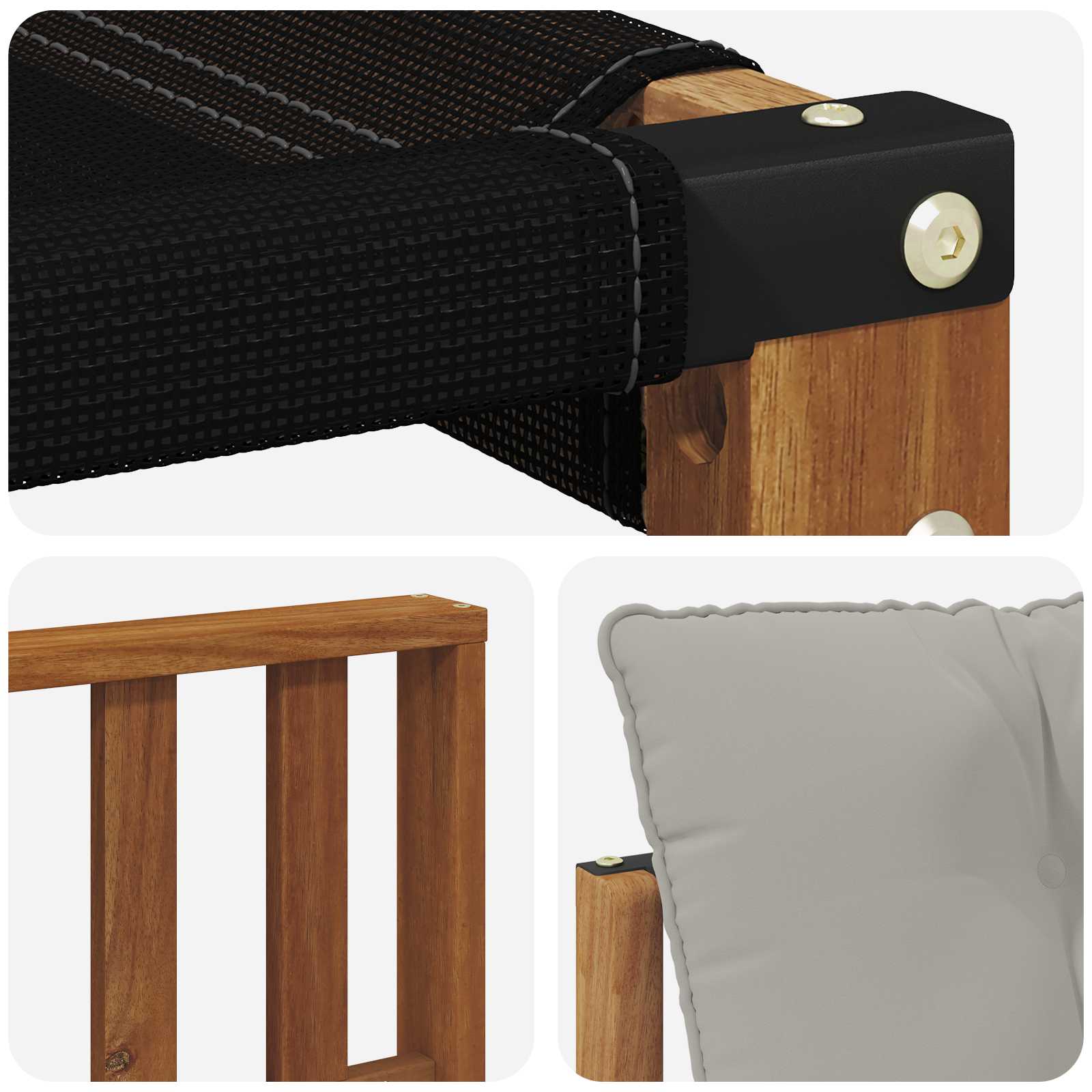 Set vanjskih sofa Čvrsto drvo akacije i Textilene Prirodna