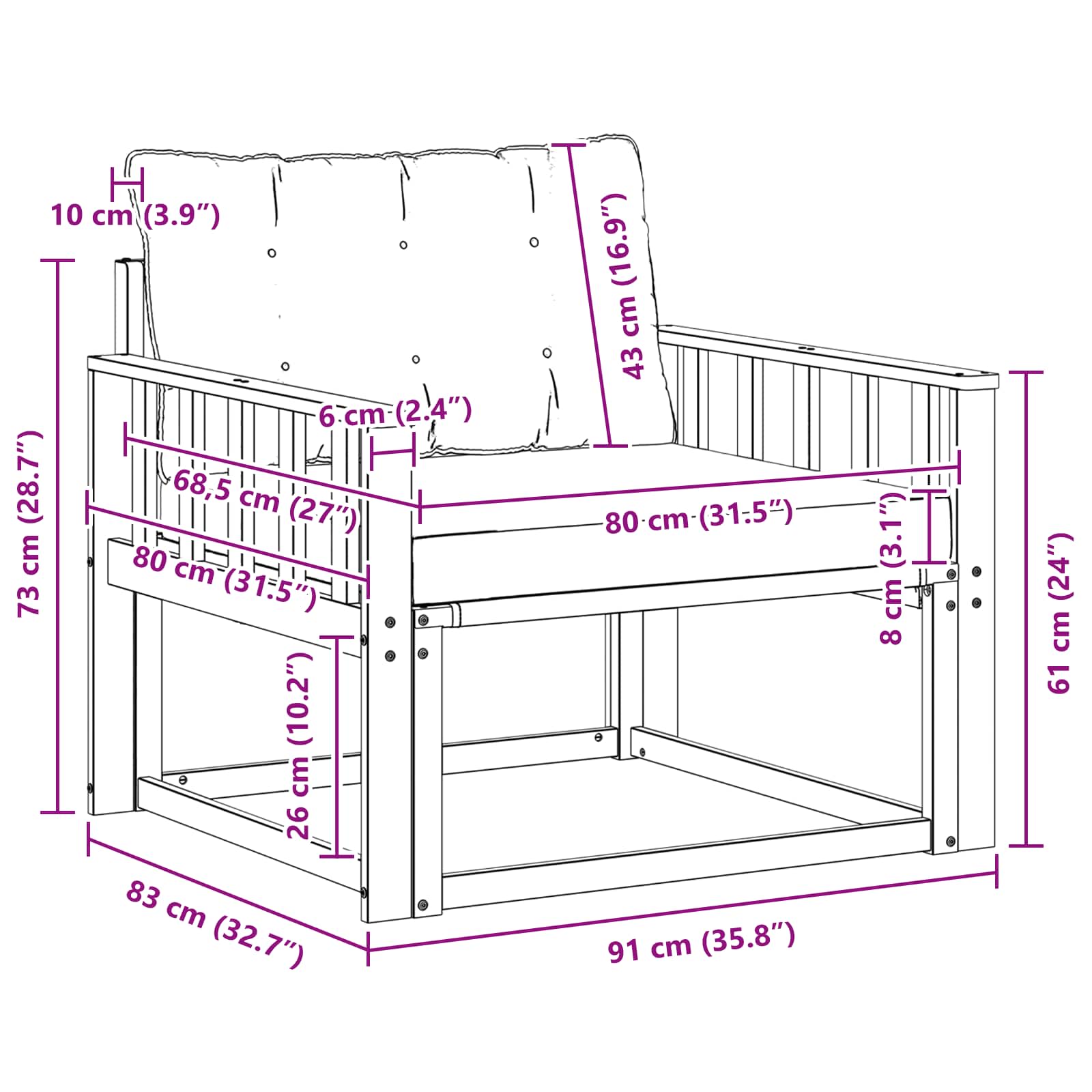 Set vanjskih sofa Čvrsto drvo akacije i Textilene Prirodna