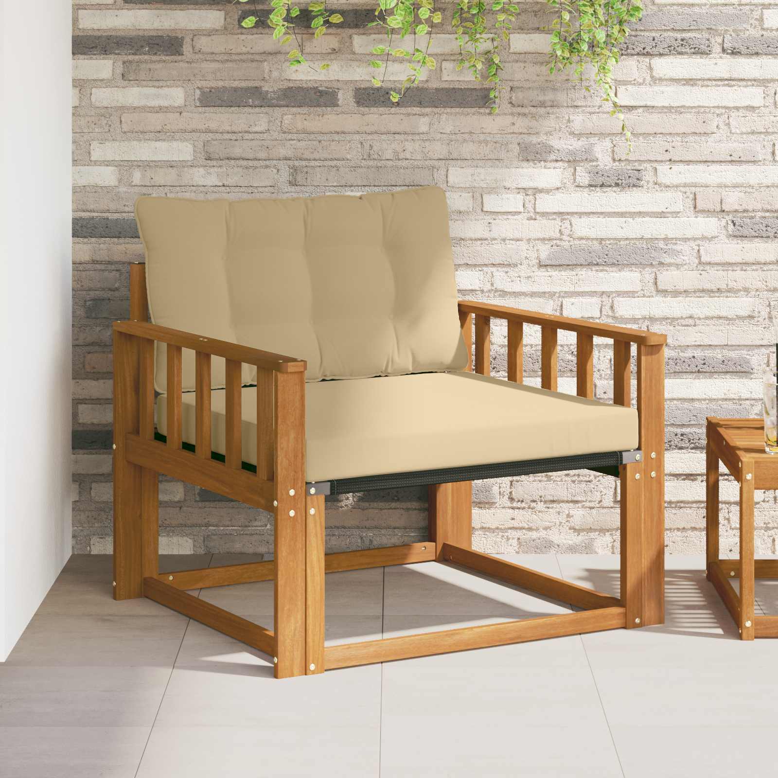 Set vanjskih sofa Čvrsto drvo akacije i Textilene Prirodna