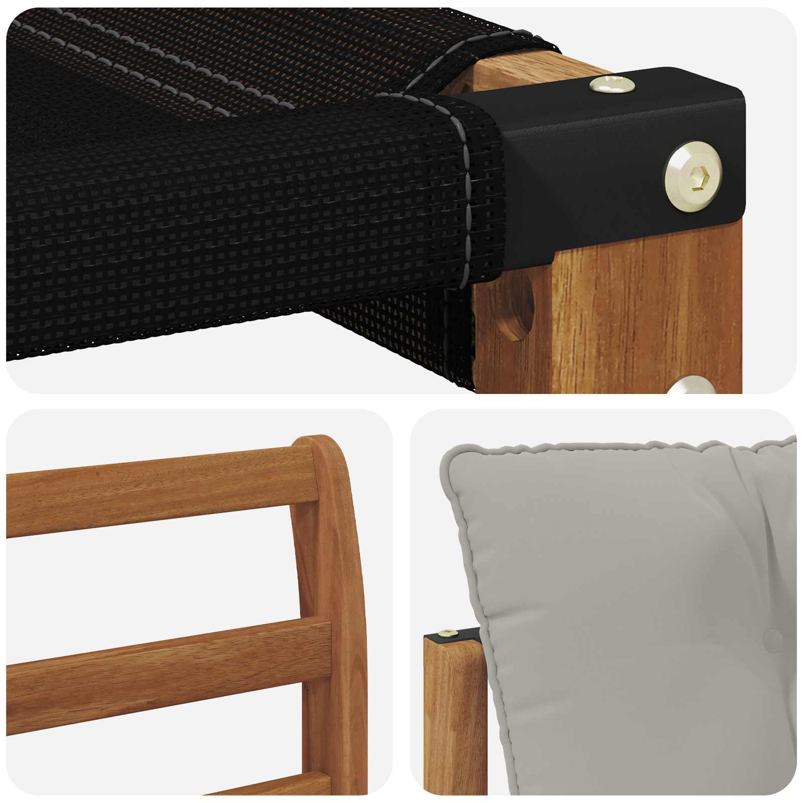 Set vanjskih sofa Čvrsto drvo akacije i Textilene Prirodna