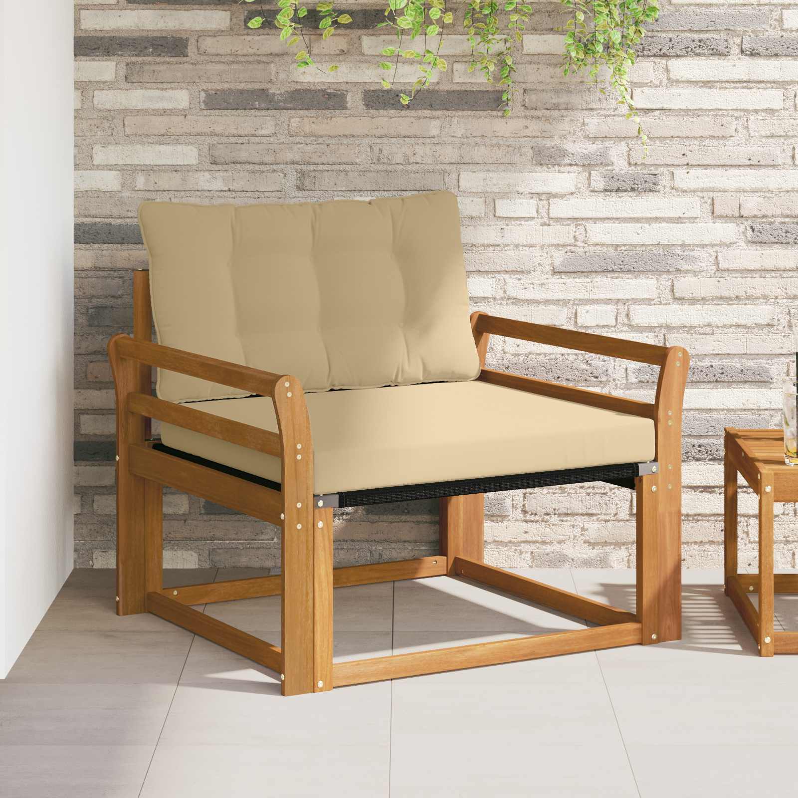 Set vanjskih sofa Čvrsto drvo akacije i Textilene Prirodna