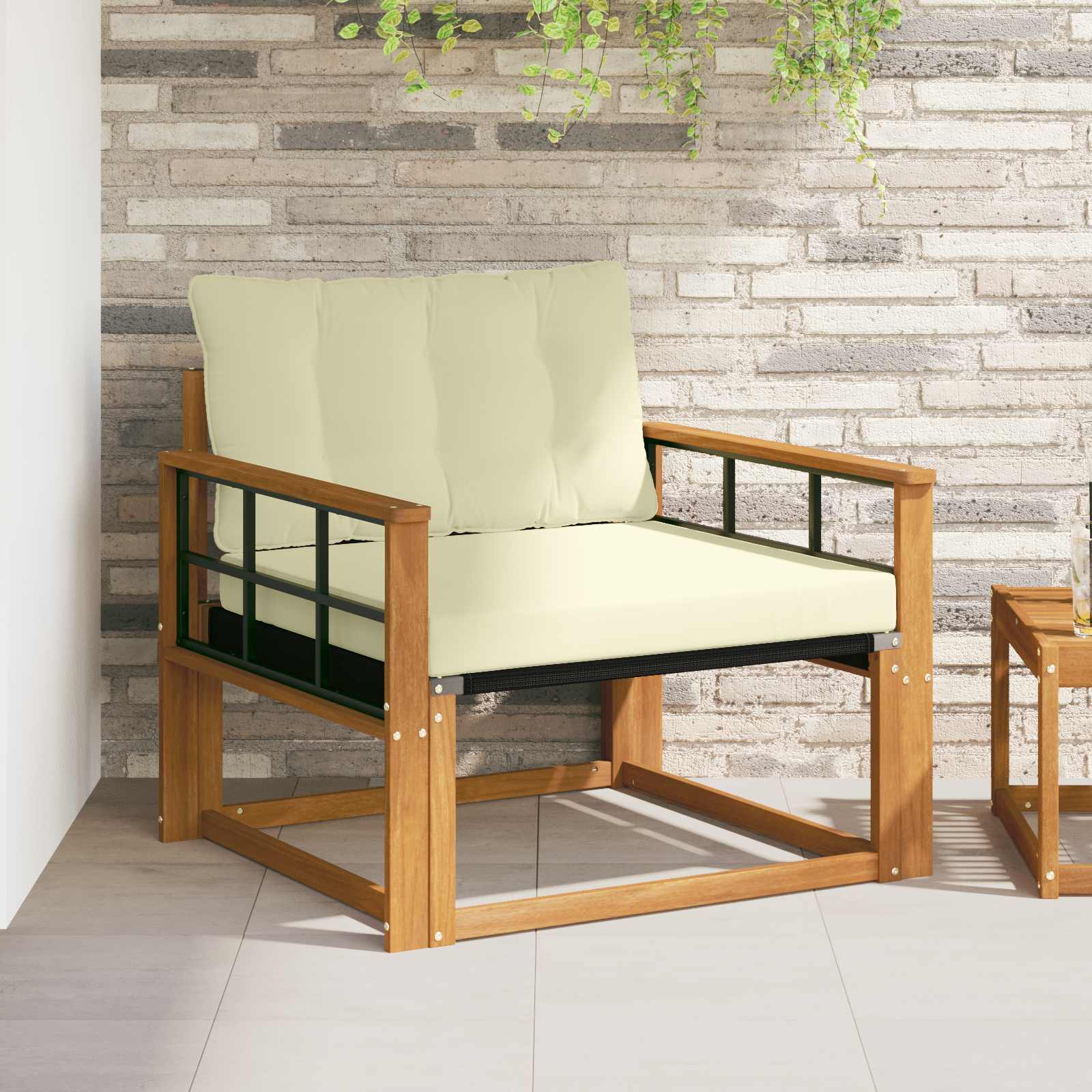 Set vanjskih sofa Čvrsto drvo akacije i Textilene Prirodna