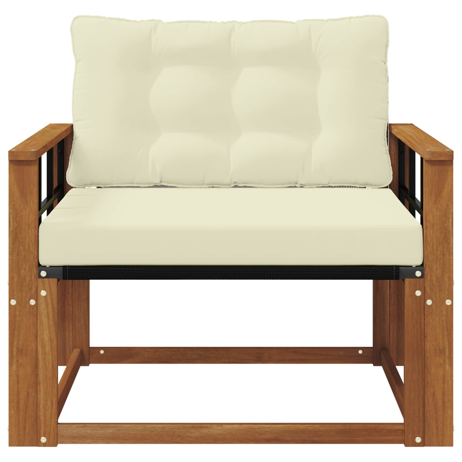 Set vanjskih sofa Čvrsto drvo akacije i Textilene Prirodna