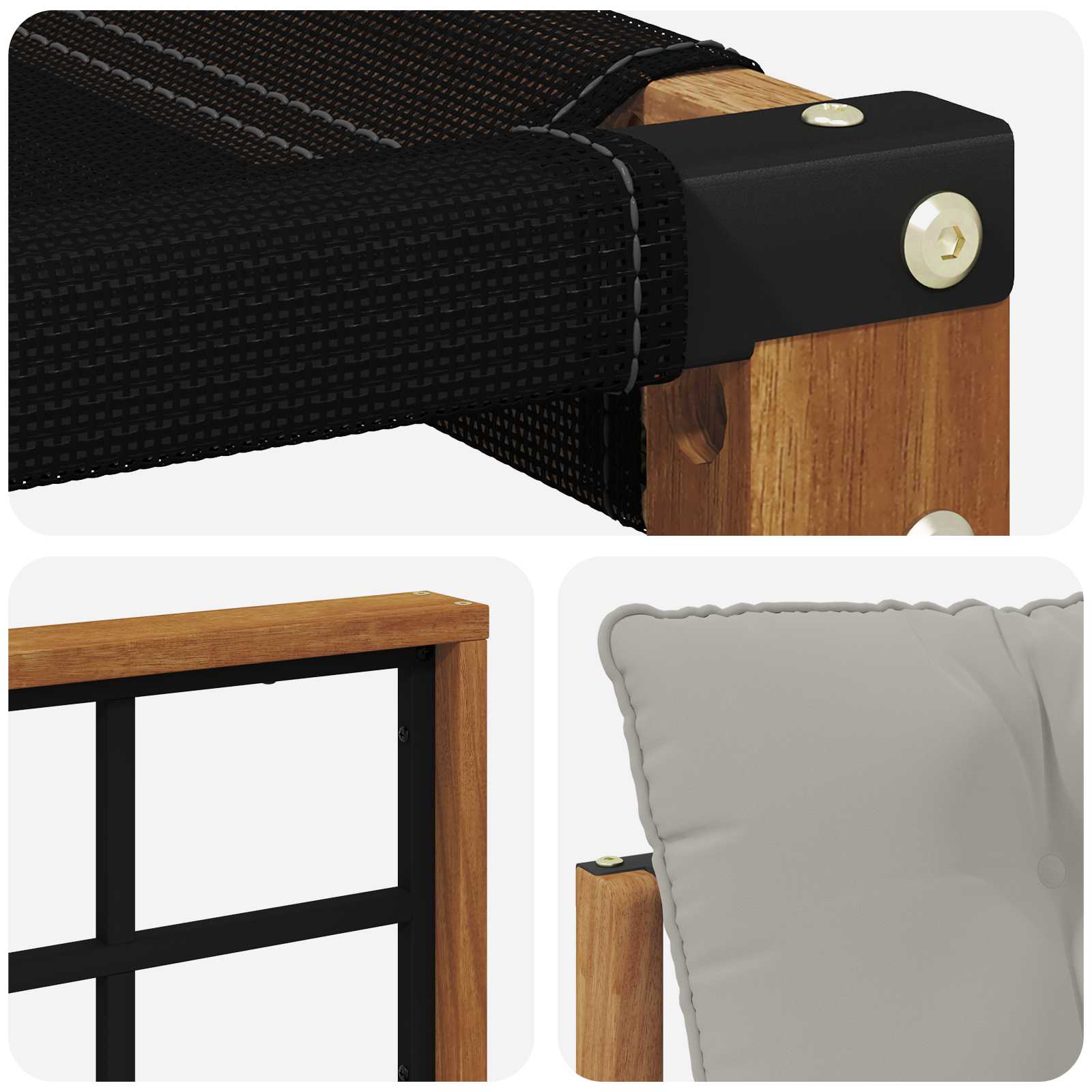 Set vanjskih sofa Čvrsto drvo akacije i Textilene Prirodna