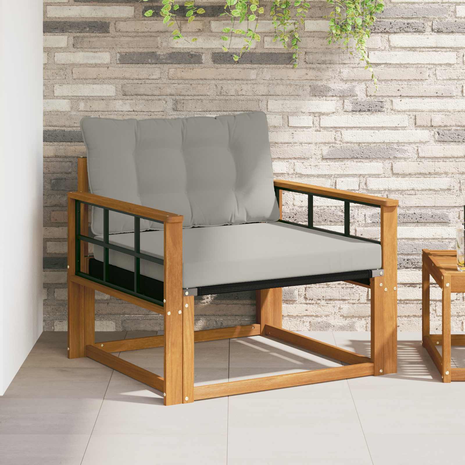 Set vanjskih sofa Čvrsto drvo akacije i Textilene Prirodna