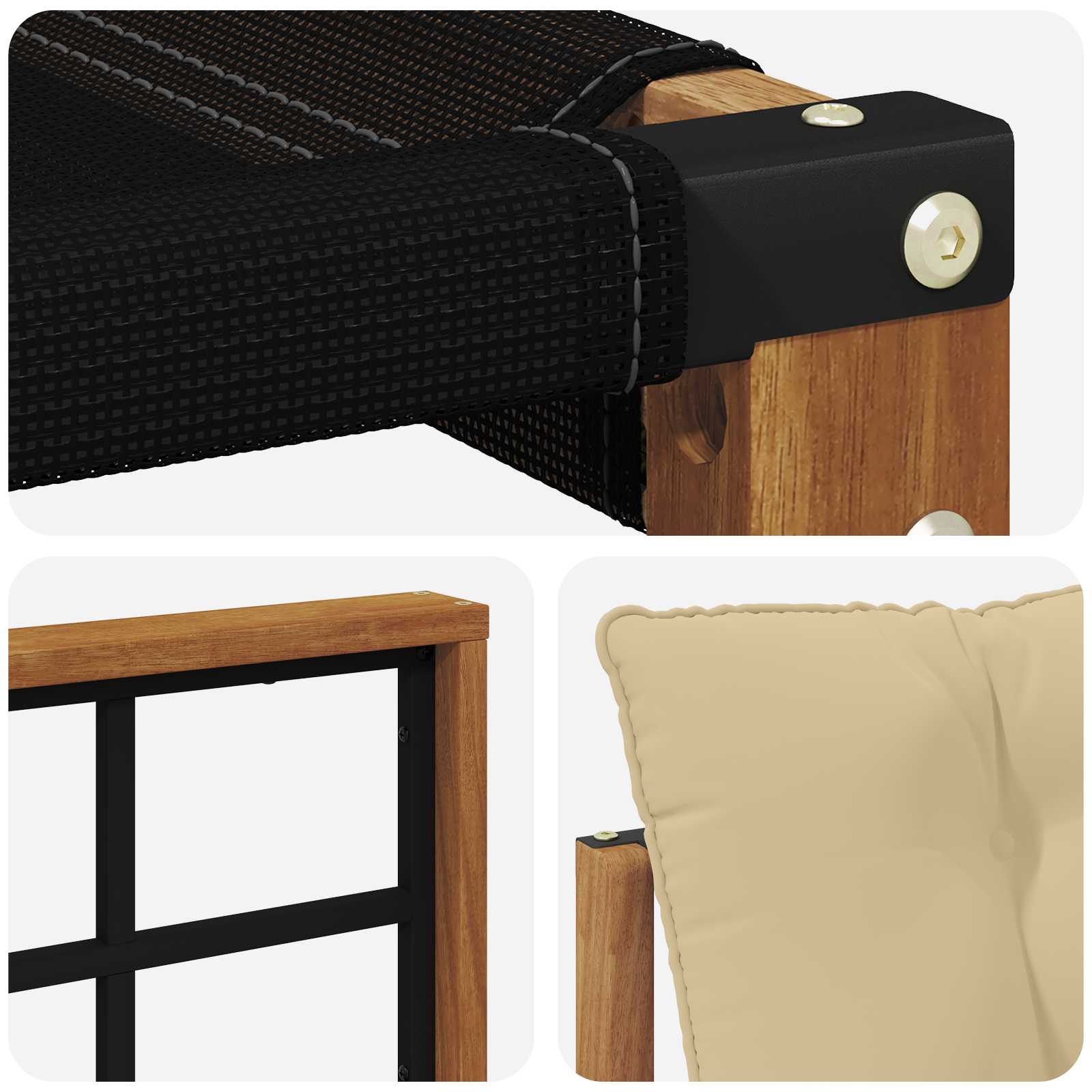 Set vanjskih sofa Čvrsto drvo akacije i Textilene Prirodna