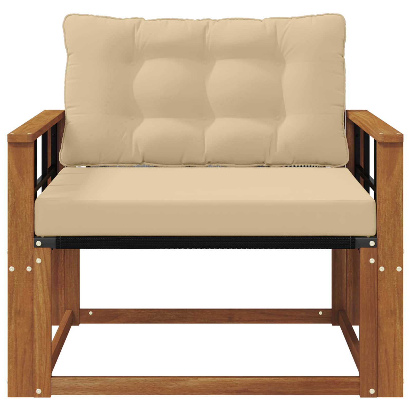 Set vanjskih sofa Čvrsto drvo akacije i Textilene Prirodna