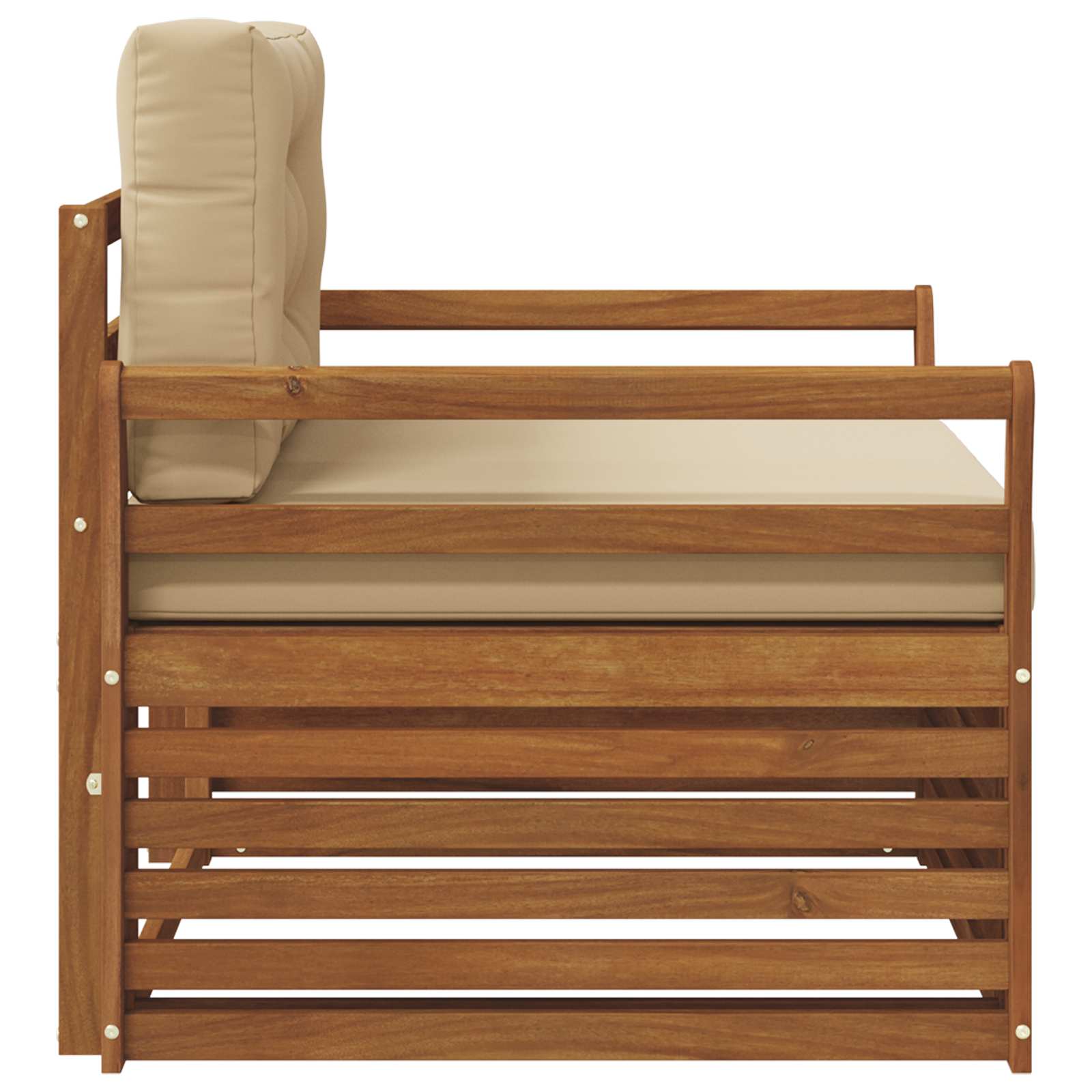 Vanjski kauč Čvrsto drvo akacije i poliester Prirodna i bež