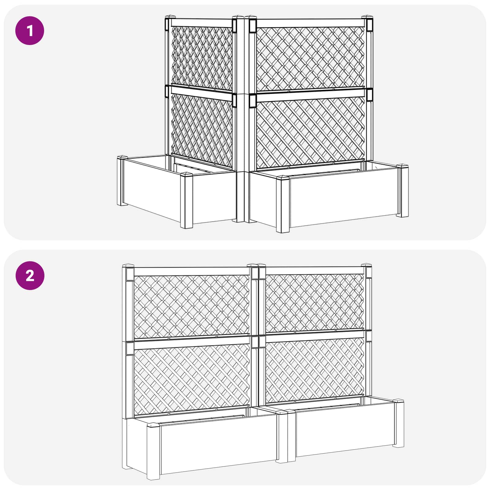 Velika s osvrtom 2 pcs Antracit 143 x 143 x 133,5 cm PP