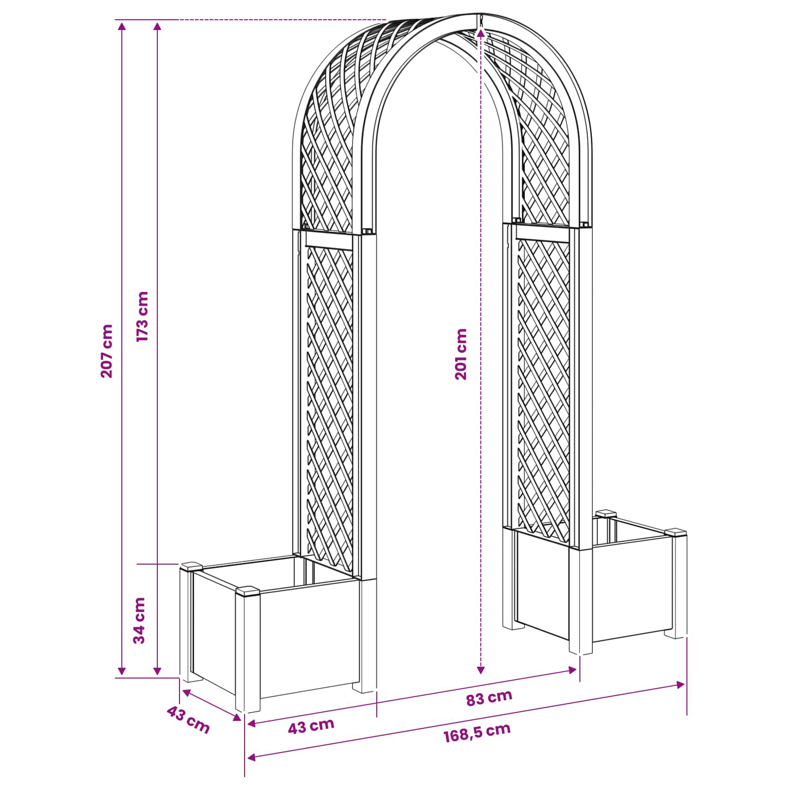 Roza arh s saksijom Siva 168,5 x 43 x 207 cm PP