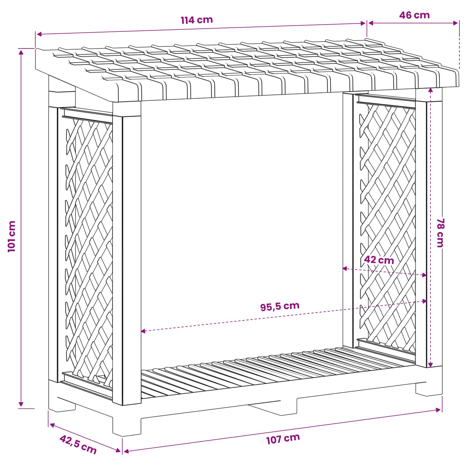 Drva za potpalu 114 x 46 x 101 cm PP Antracit