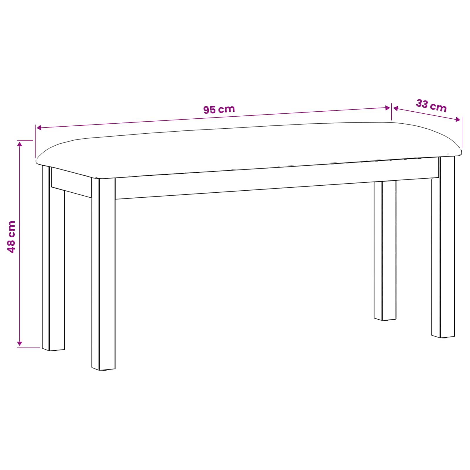 Klupa za blagovanje 95 x 32 x 45 cm Čvrsto Hrastovo Drvo Crna