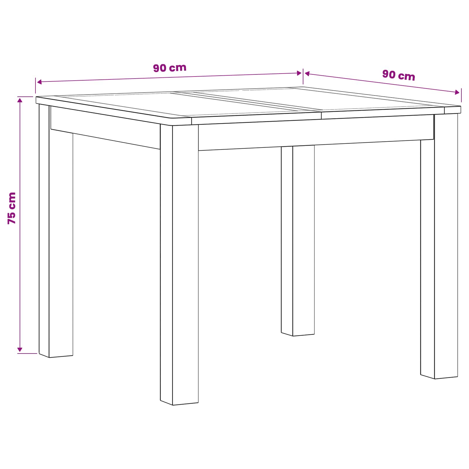 Stol za objedovanje 90 x 90 x 75 cm Čvrsto Hrastovo Drvo