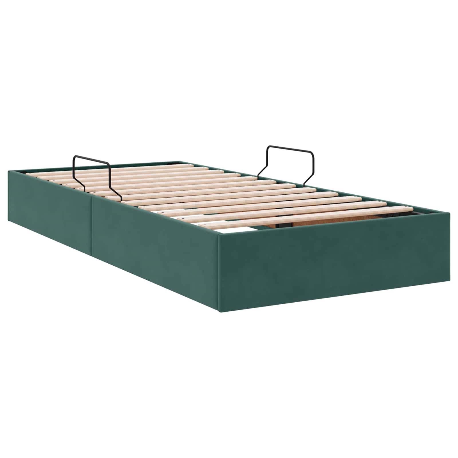 Otomanski krevet s pohranom Tamnozelena 90 x 200 cm Baršun