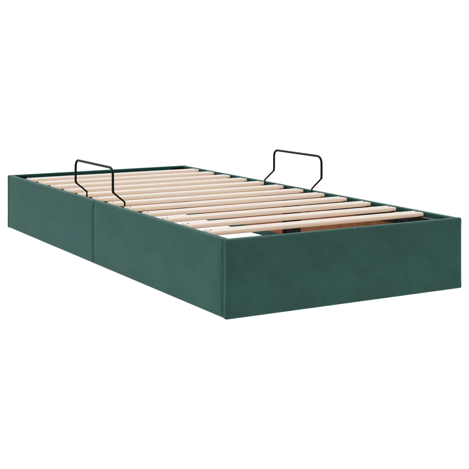 Otomanski krevet s pohranom Tamnozelena 90 x 200 cm Baršun