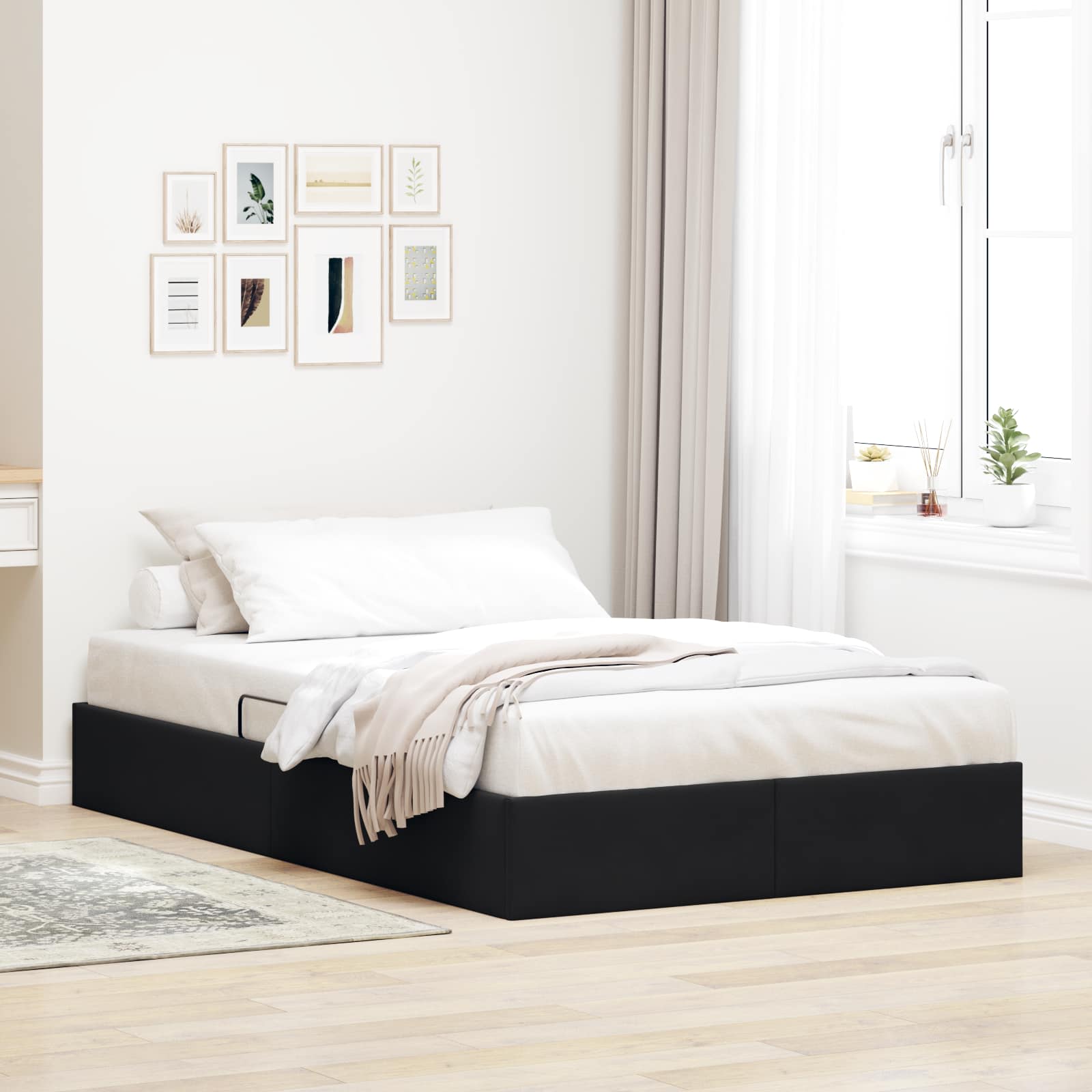 Otomanski krevet s pohranom Crna 120 x 190 cm Baršun